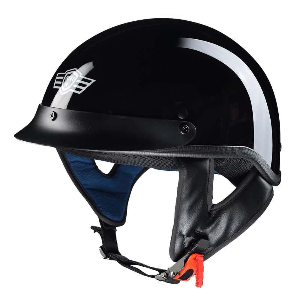 Yescom 33HEL006-205XL-H-LO AHR RUN C Motorcycle Half Face Helmet DOT Approved Bike Cruiser Chopper High Gloss Black XL