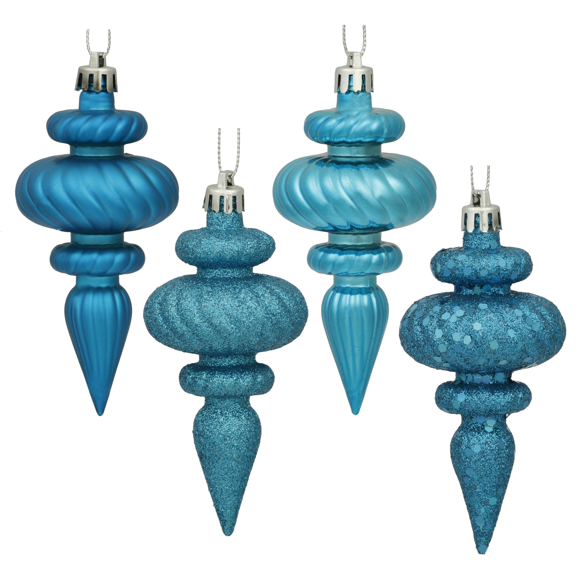 Vickerman N500012 4 -Pack Blue Standard Indoor Ornament set Shatterproof