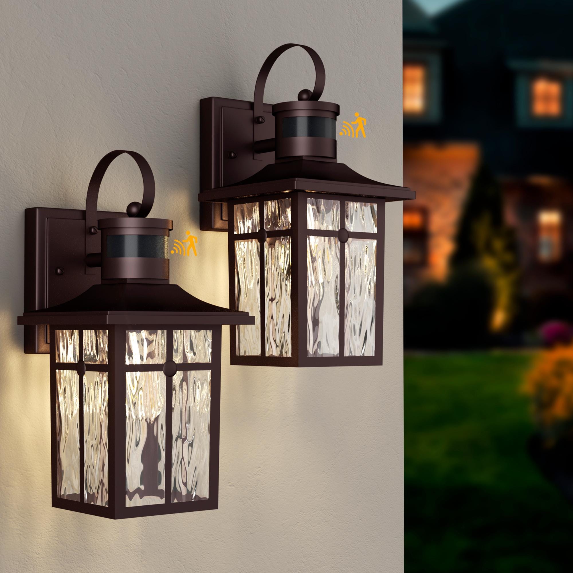 Maxax Montpelier 2 -Pack 2 -Light 13.13-in H Bronze Hardwired Motion Sensor Dusk to Dawn Outdoor Wall Light