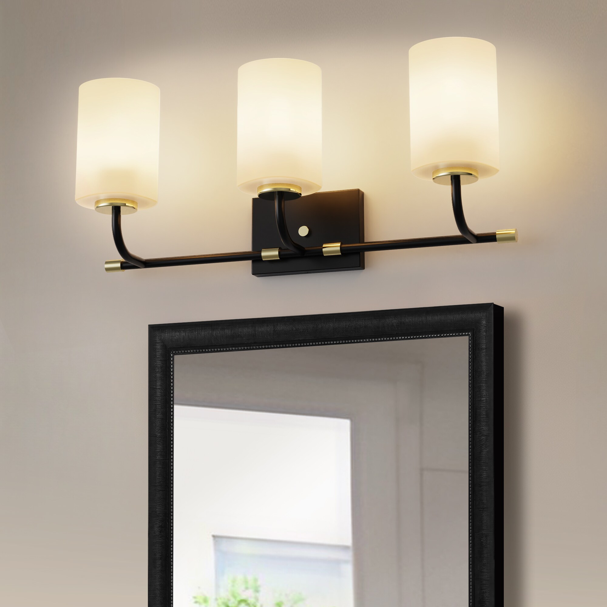 YANSUN LA-ZD-JQ18101CGB-11 23.6-in 3 -Light Matte Black Industrial Vanity light