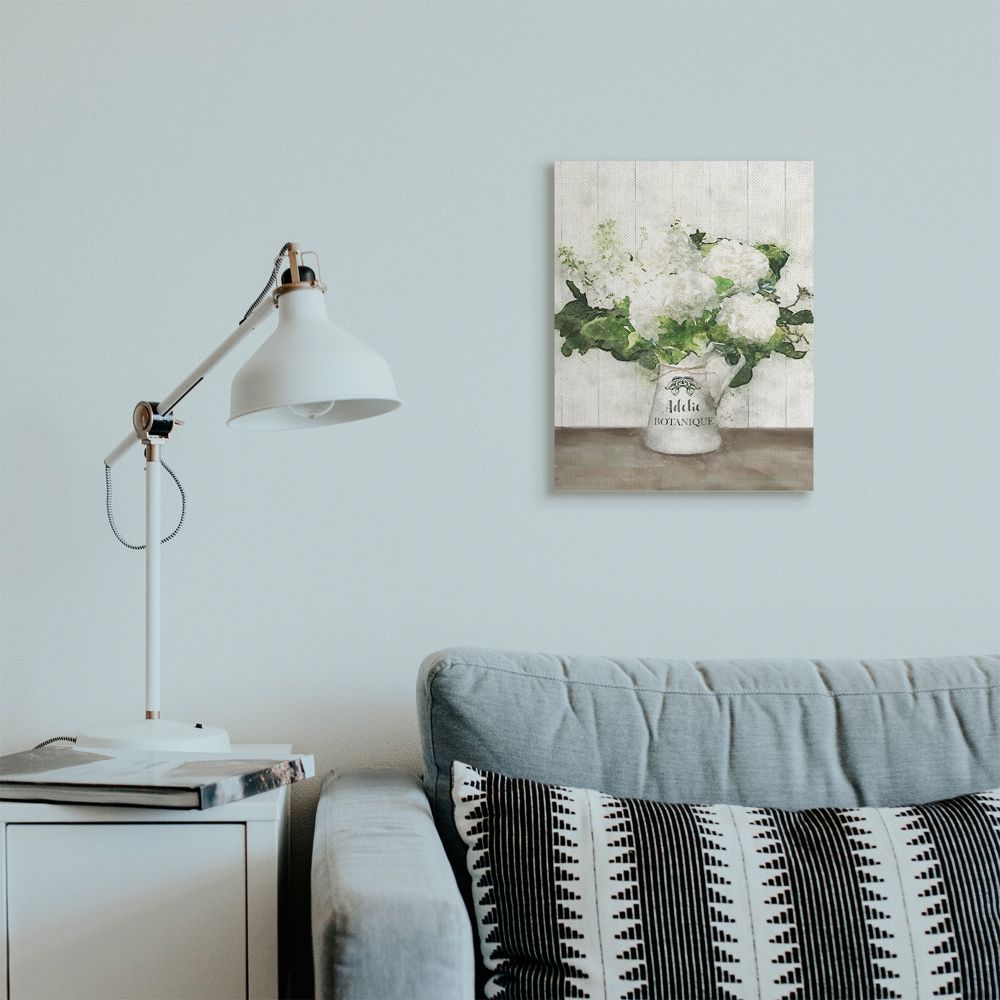 Farm Fresh White Florals in Antique Milk Pitcher Canvas Art