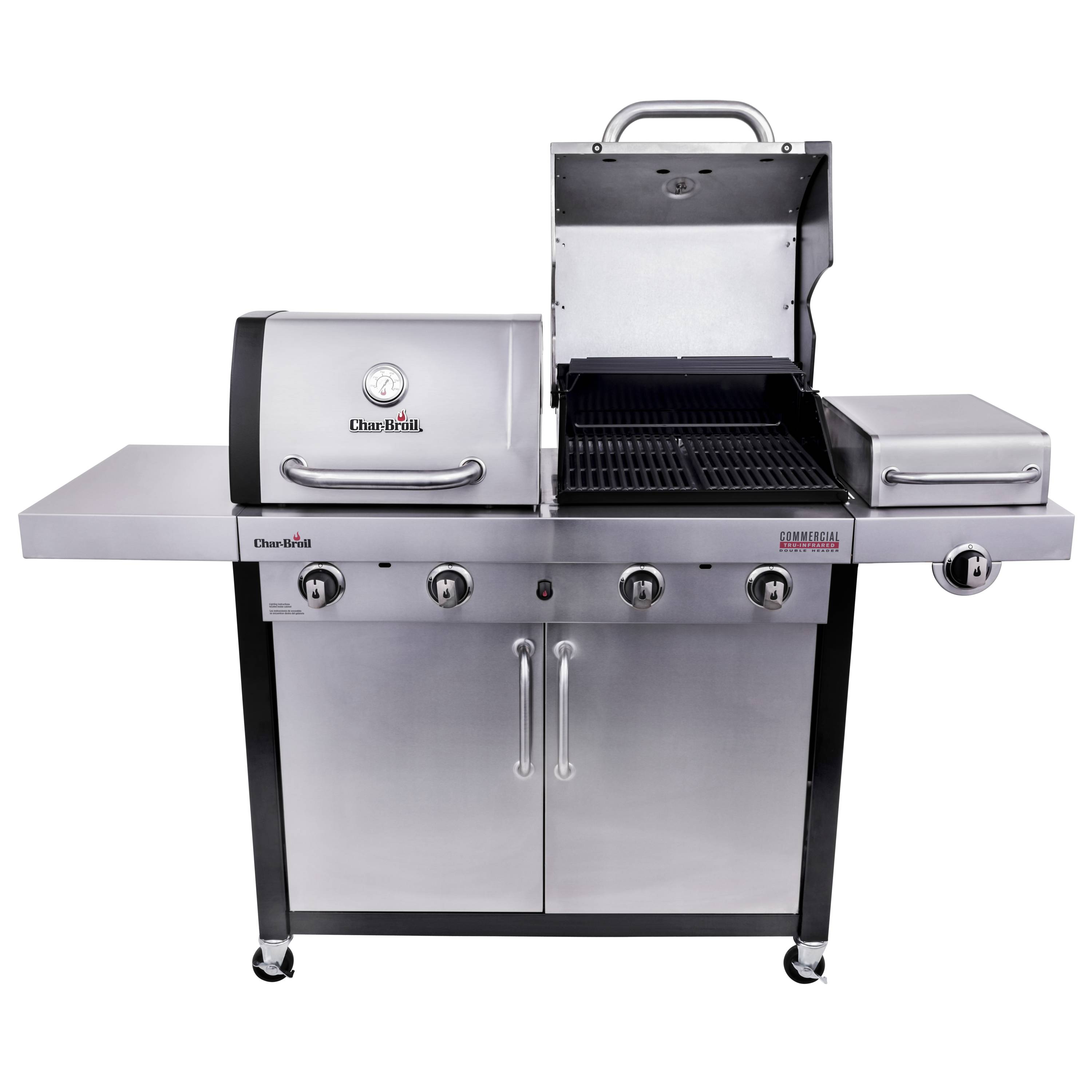 Char-Broil Commercial Series Stainless/Black 4-Burner Liquid and Natural Gas Infrared Gas Grill with 1 Side Burner at Lowes.com