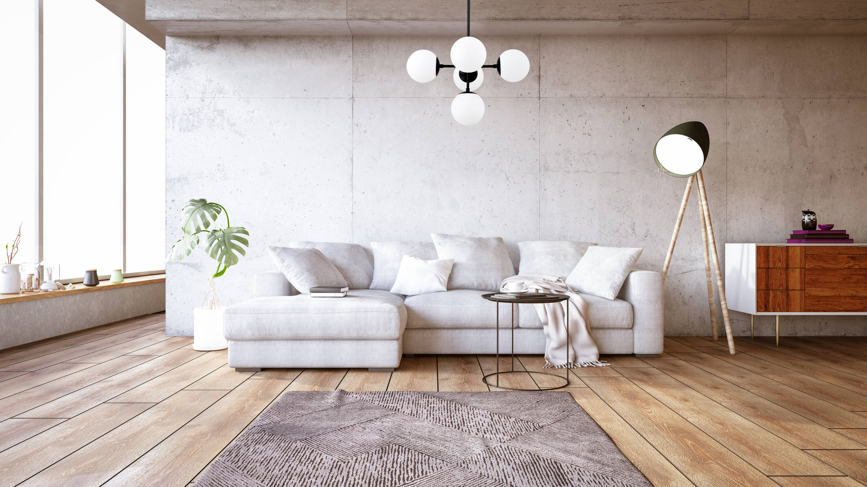 Matte Black Steel 5-Light Pendant with Opal Glass Globes