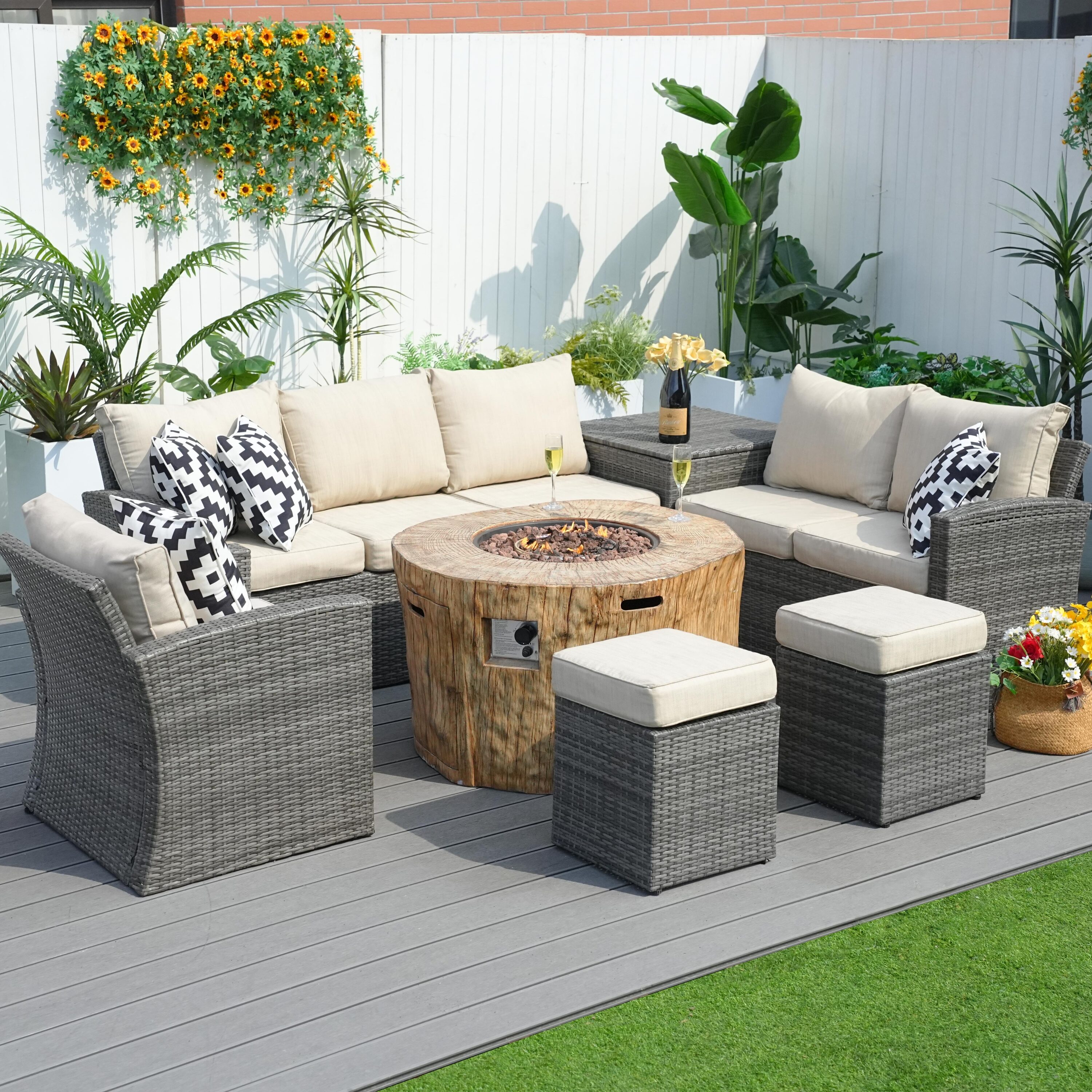 Direct Wicker DWG-1403B2180-GR Patio-Conversation-Sets - View #4