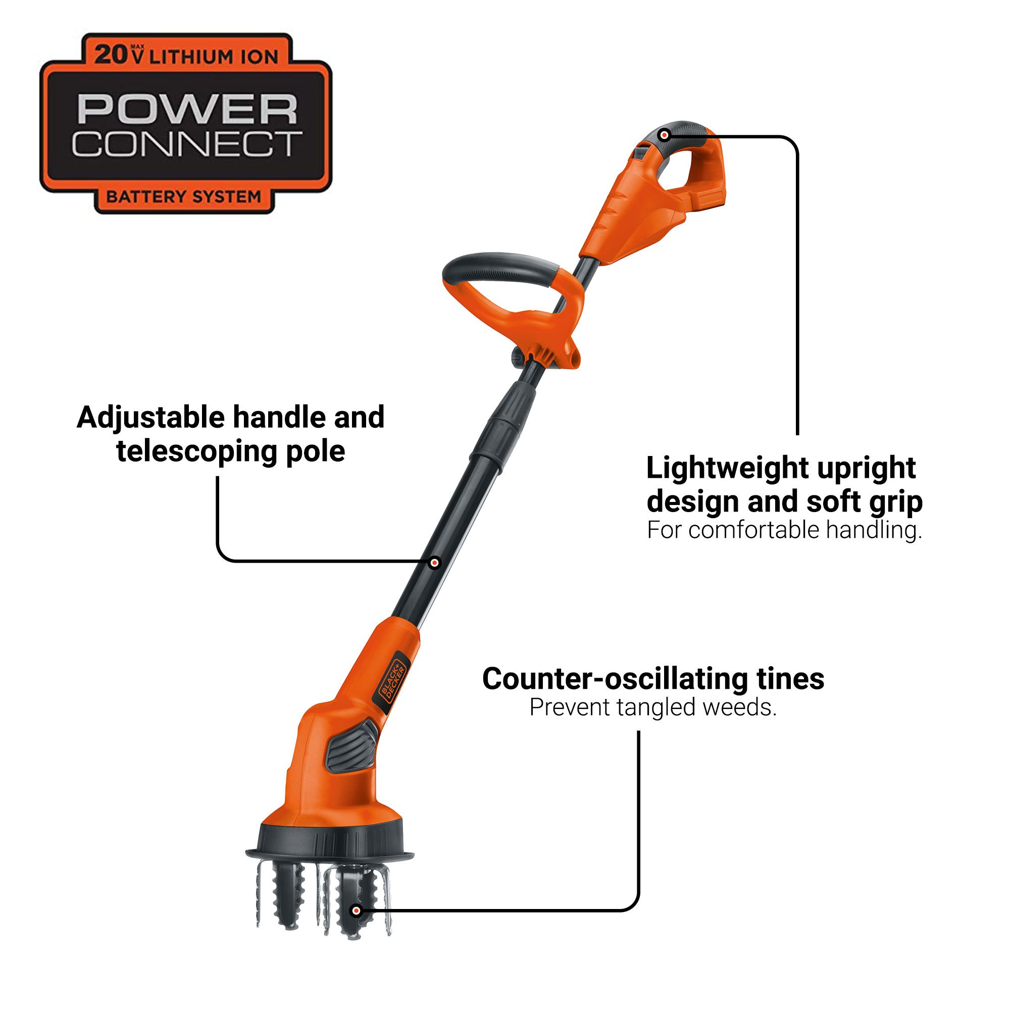 Black + Decker Electric Cleaning Brush Long Handle Lithium Battery