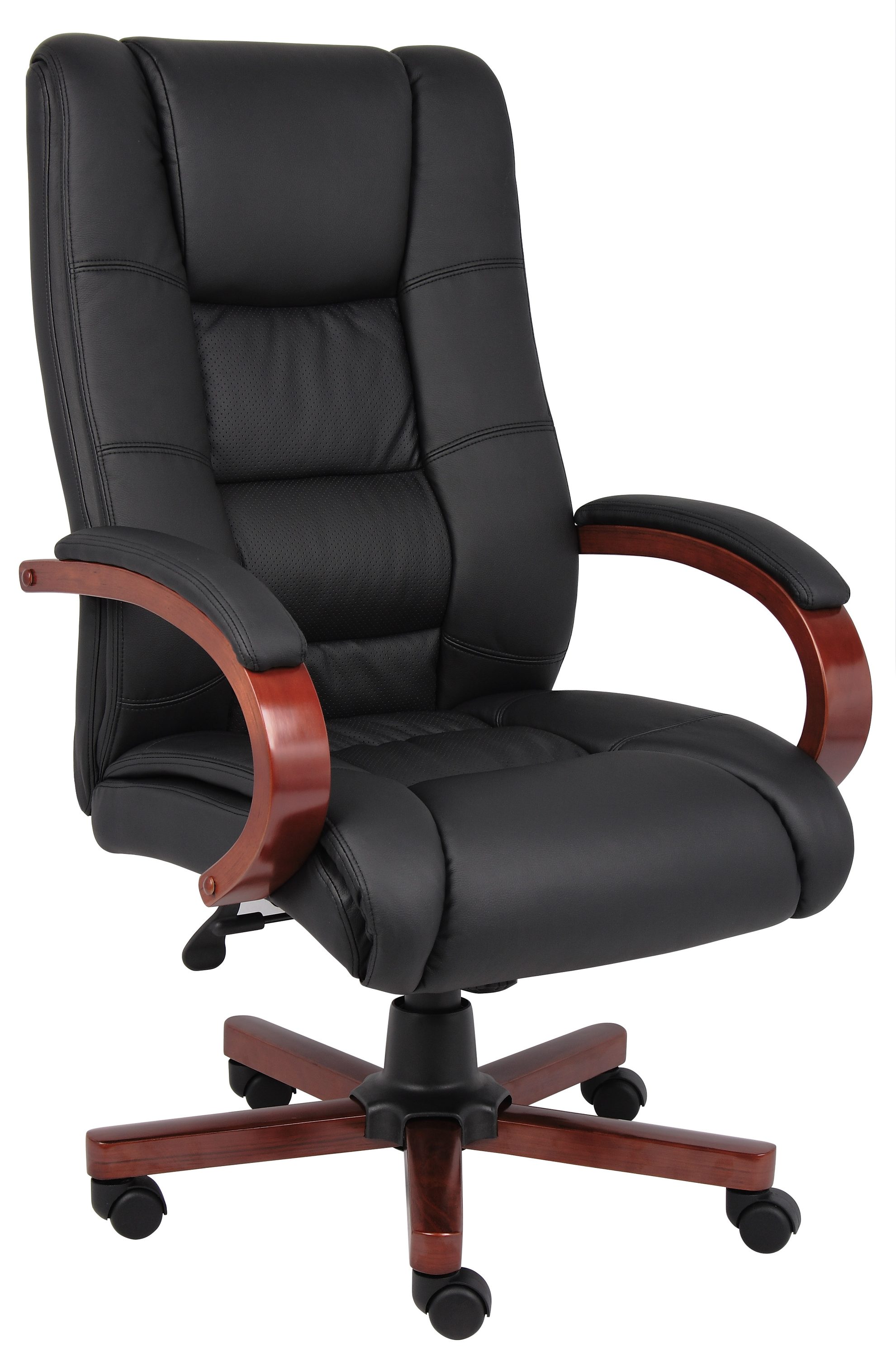 Boss Office Products Black Contemporary Ergonomic Adjustable Height Swivel  Upholstered Executive Chair in the Office Chairs department at