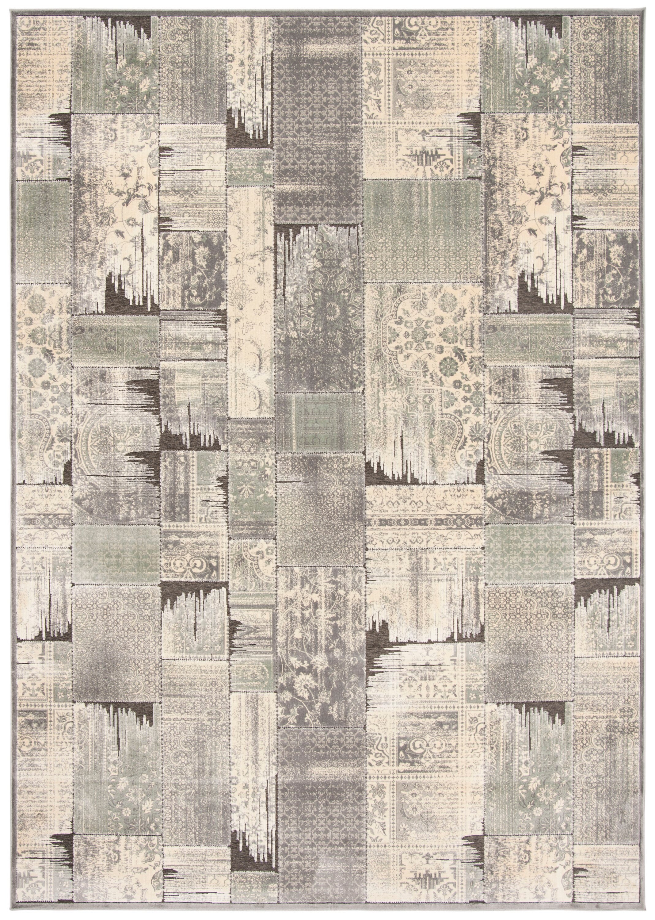 Gray and Anthracite Rectangular Viscose Chenille Area Rug