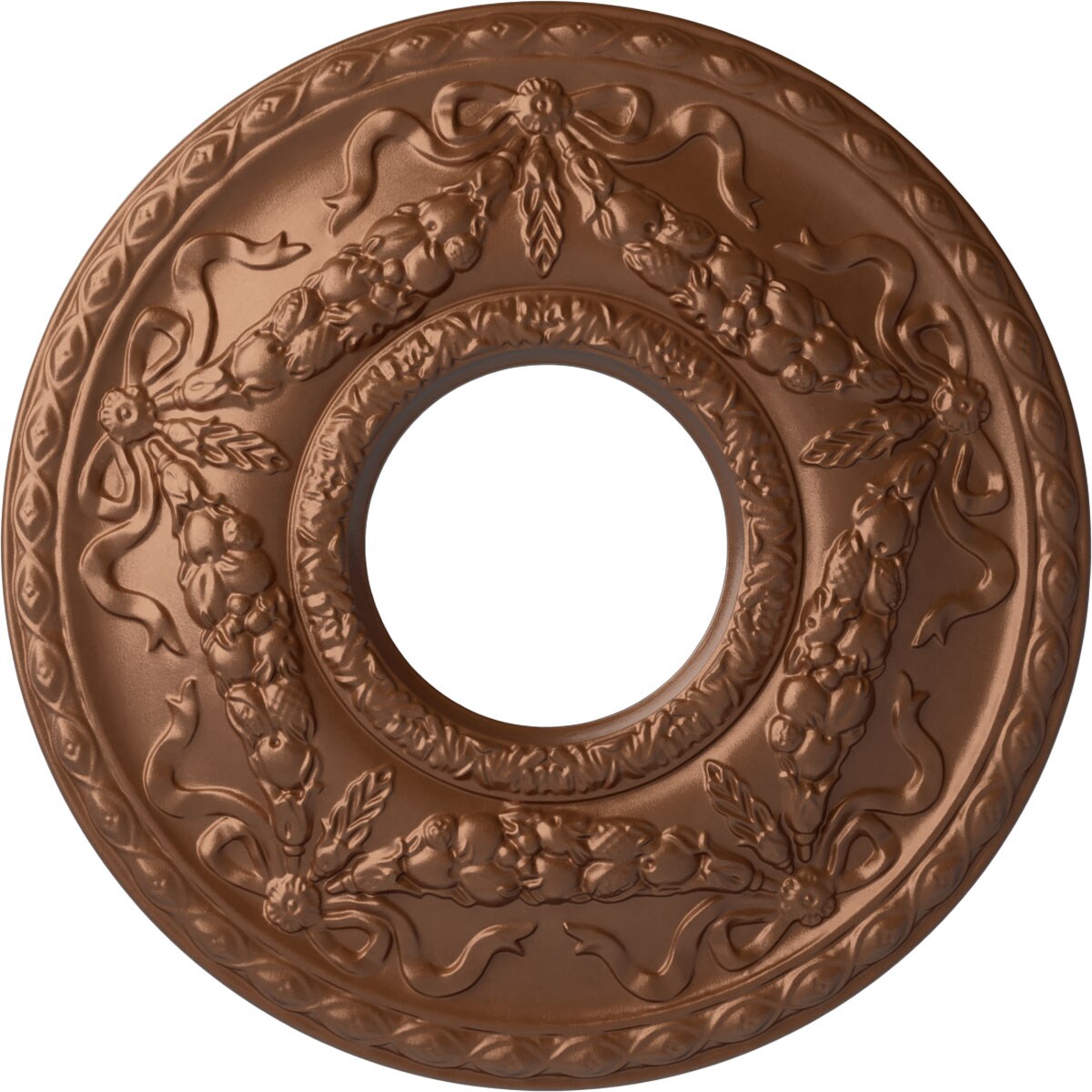 Ekena Millwork CM26HUPOS Hurley 22.125-in W x 22.125-in L Painted Polished Copper Polyurethane Whole Ceiling Medallion