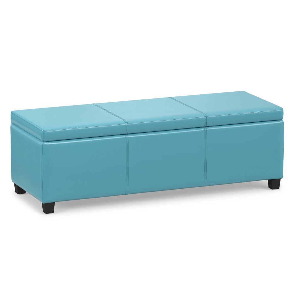 Simpli Home - Avalon Modern Soft Blue Faux leather Storage Ottoman