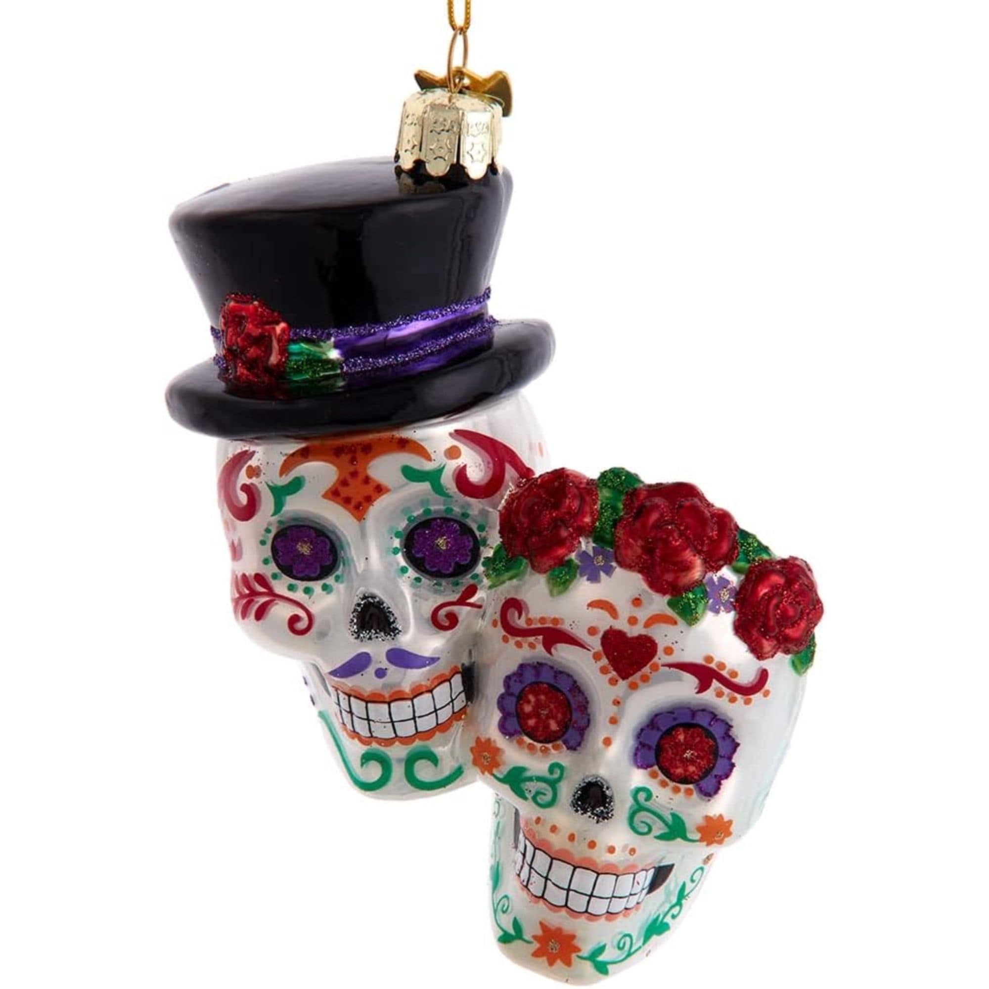 Kurt S. Adler 086131821363 Kurt Adler Nobel Gems Collection Glass Christmas Ornament - Day of The Dead Couple