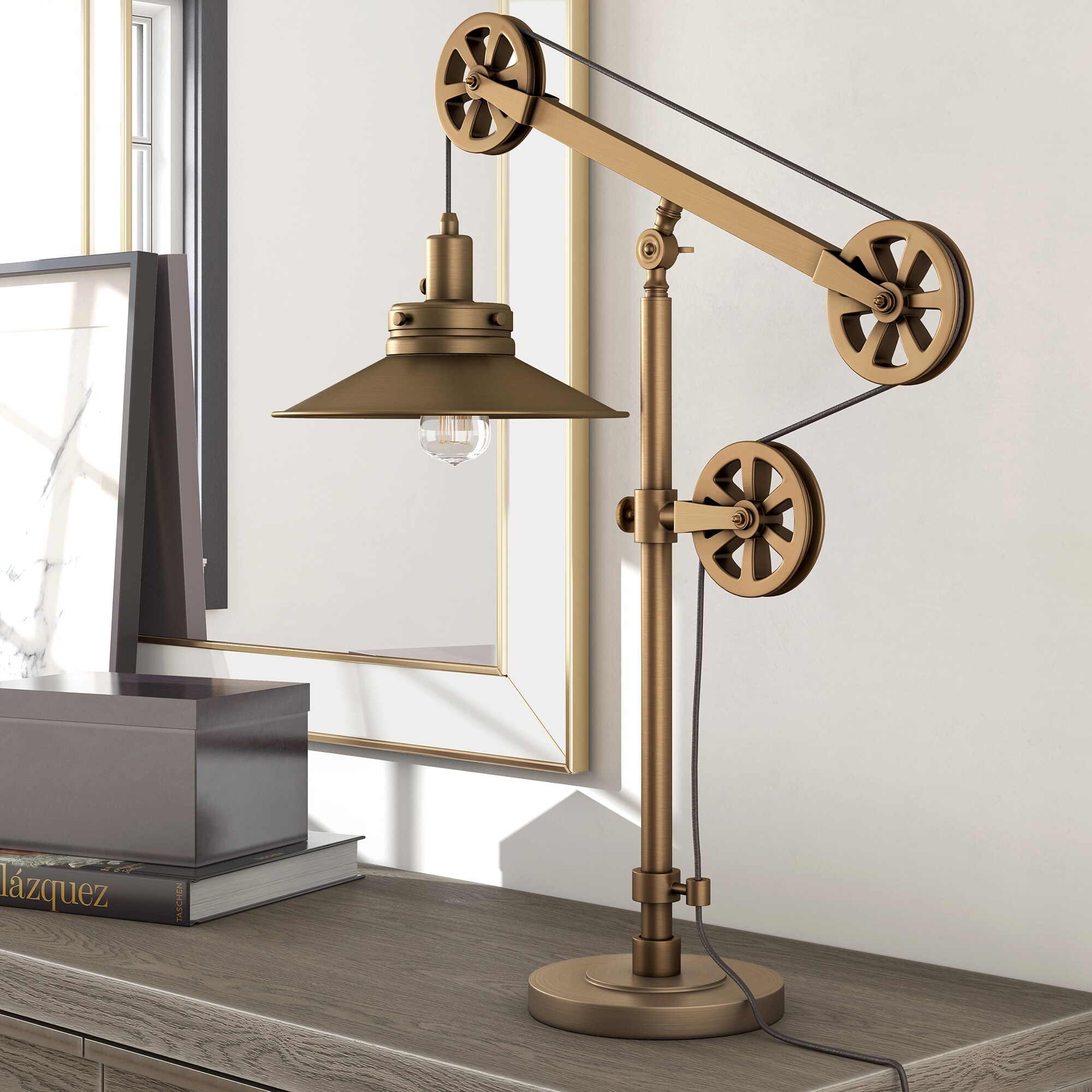 Hailey Home TL0169 Descartes 29-in Brushed Brass Rotary Socket Table Lamp with Metal Shade
