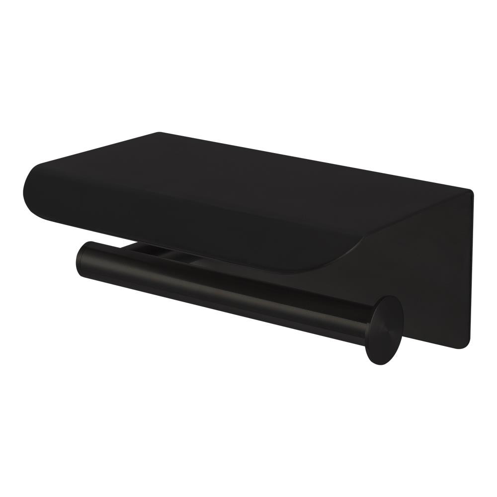 Transolid MPHS-BK Black Wall mount Single post Toilet Paper Holder 1 -Rolls with Storage