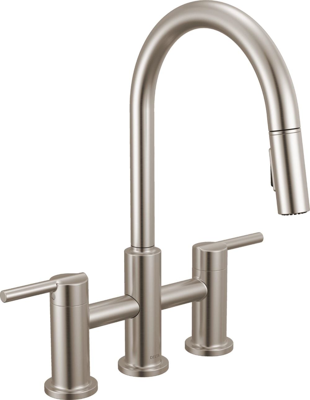 Delta 39876LF-SS Nicoli Stainless Single Handle Deck-mount Bridge Kitchen Faucet with Sprayer