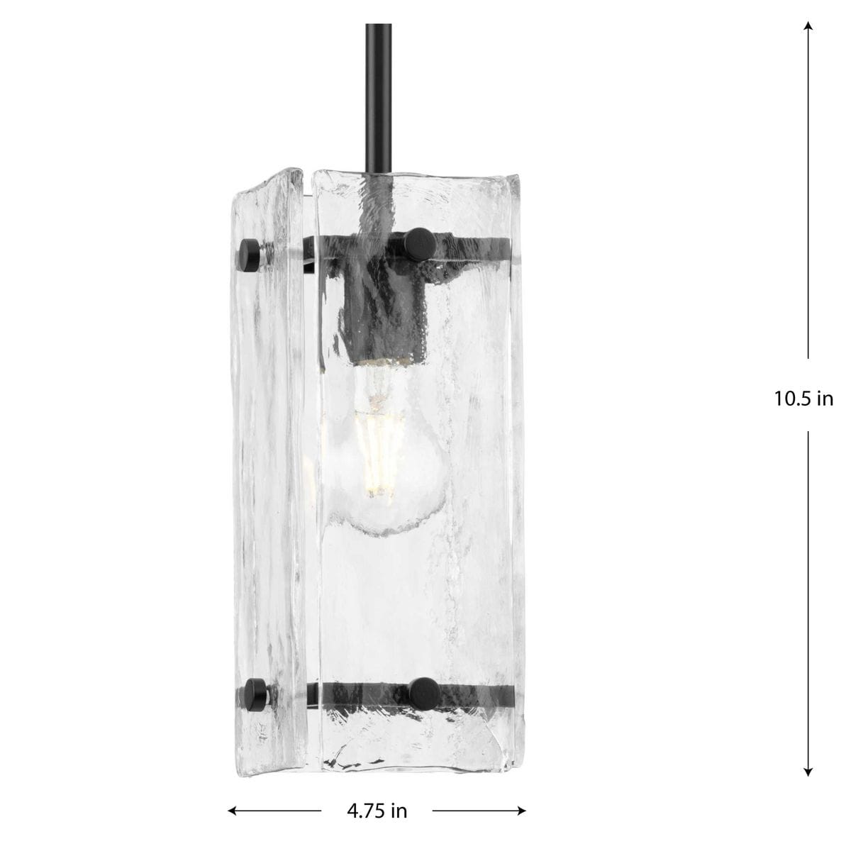 Rivera Matte Black Mini Pendant with Clear Textured Glass