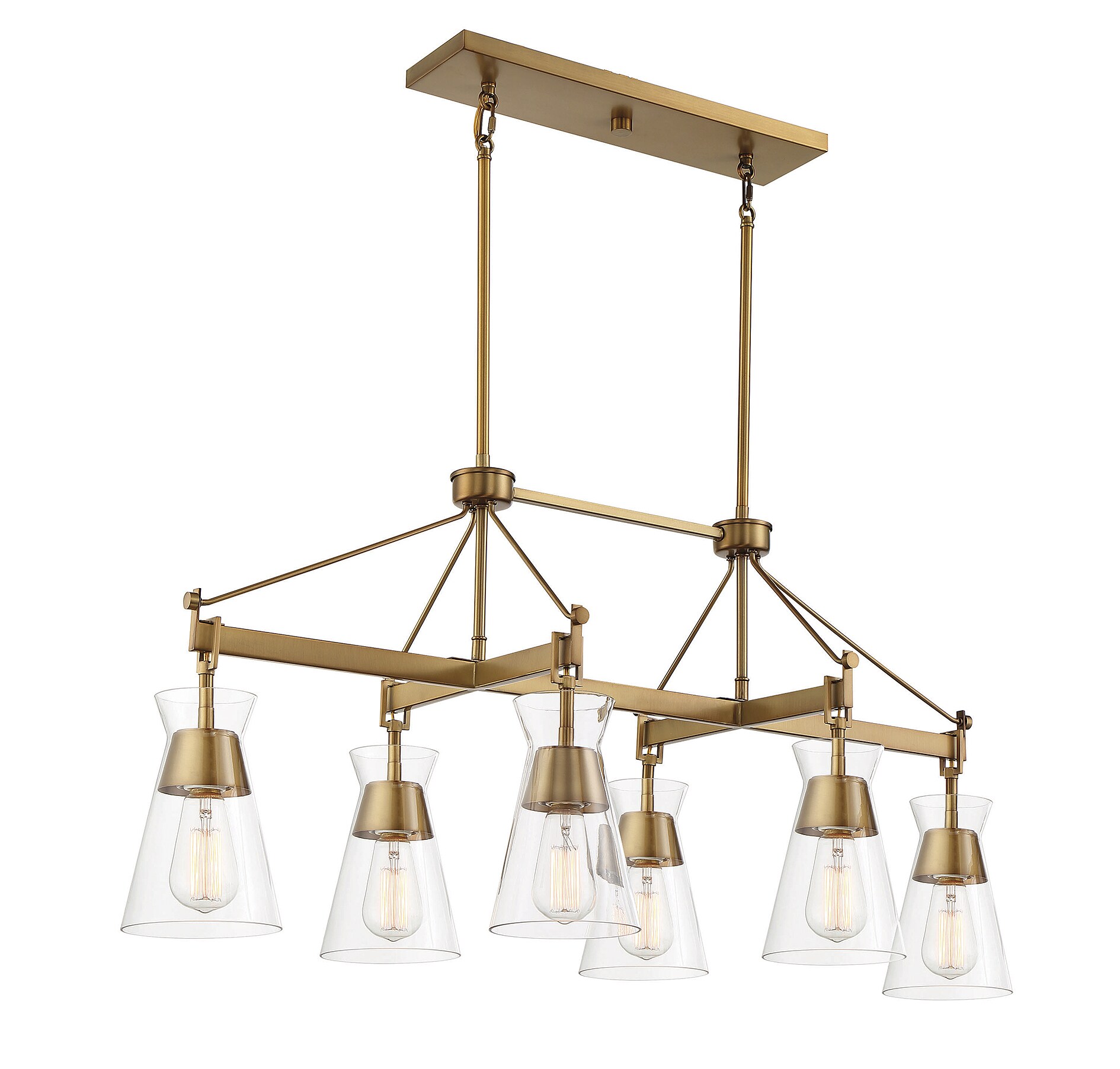 Lakewood Warm Brass 6-Light Mid-Century Modern Chandelier