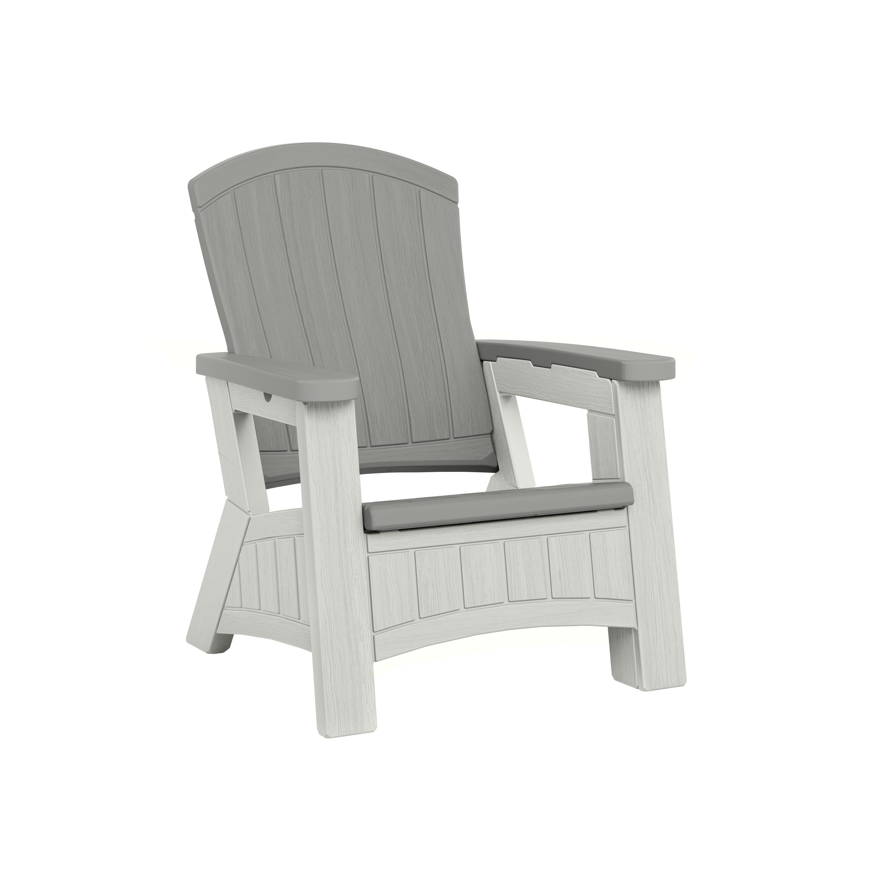Suncast BMAC1020 Adirondack Dove Gray/Ice Cube Resin Frame Stationary Adirondack Chair with Solid Seat