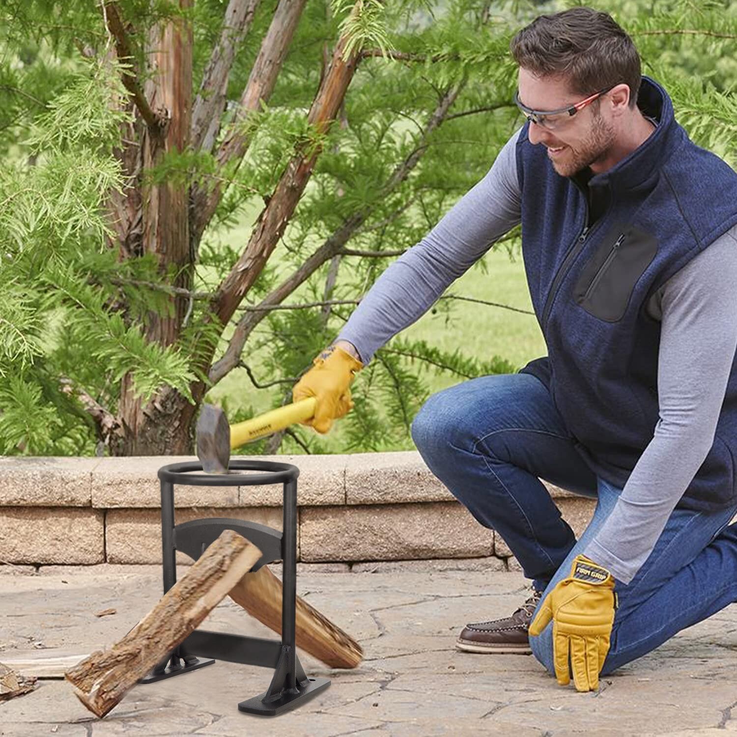 Carbon Steel Wood Splitter - Safe Way to Make Kindling - Compact & Portable  - Extremely Durable - Cushioned Grip in the Splitting Mauls department at