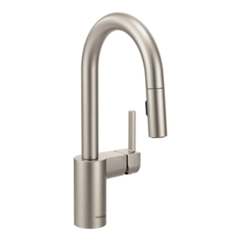Moen 5965SRS Align Spot Resist Stainless Single Handle Pull-down Kitchen Faucet with Sprayer Function (Deck Plate Included)