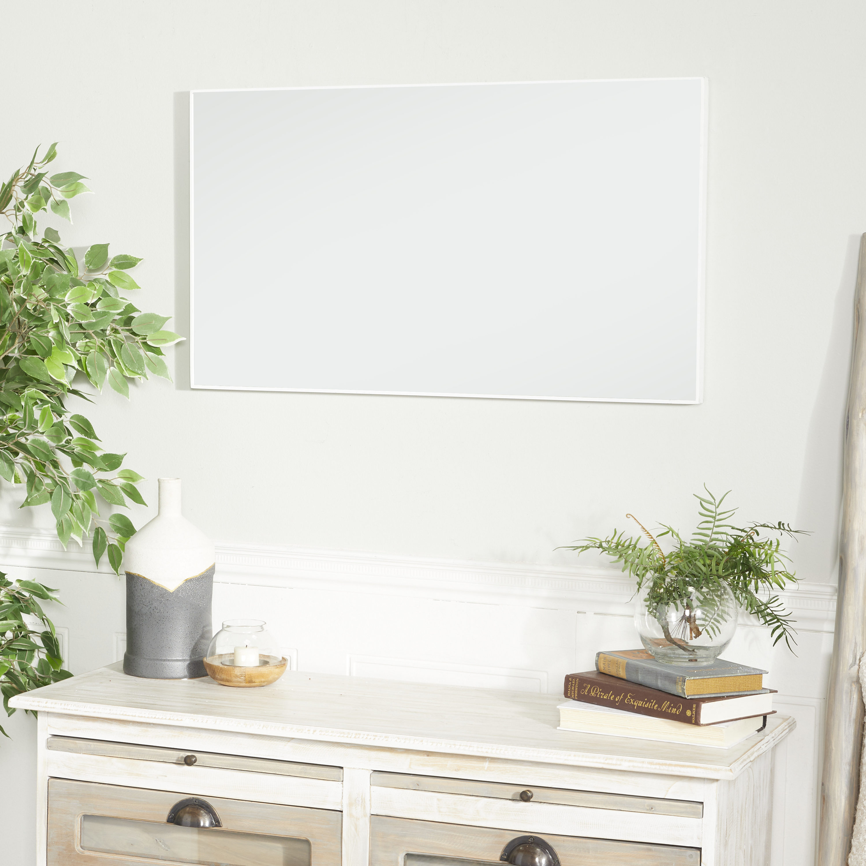 Grayson Lane 98543 18-Inches W x 32.0-Inches H Rectangle White Framed Wall Mirror
