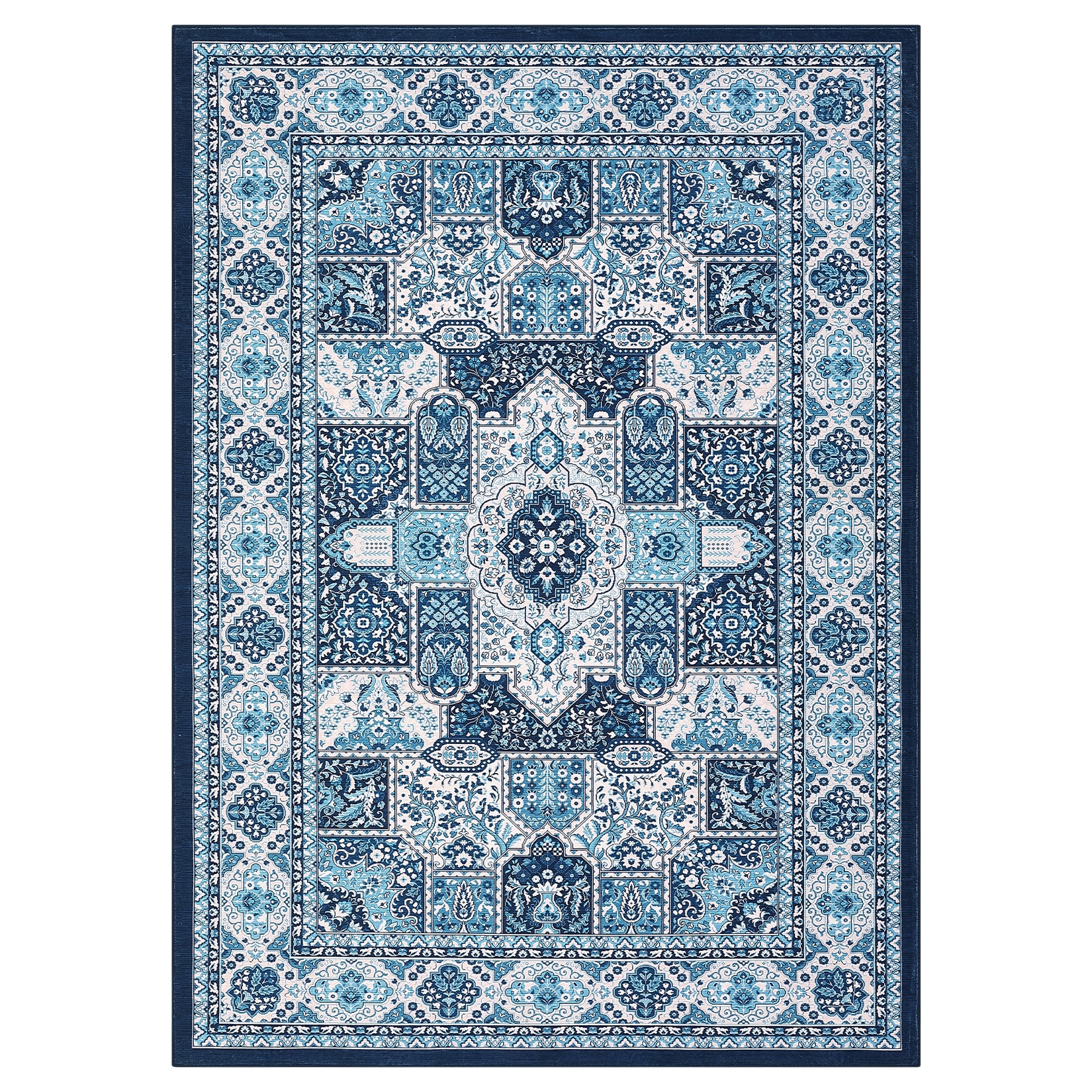 WhizMax Vintage Area Rugs Washable Rug for Living Room Floral