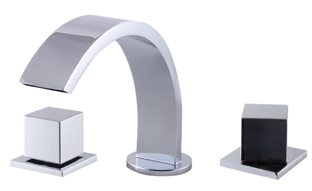 Polished Chrome Modern Widespread Bathroom Faucet with Dual Handles