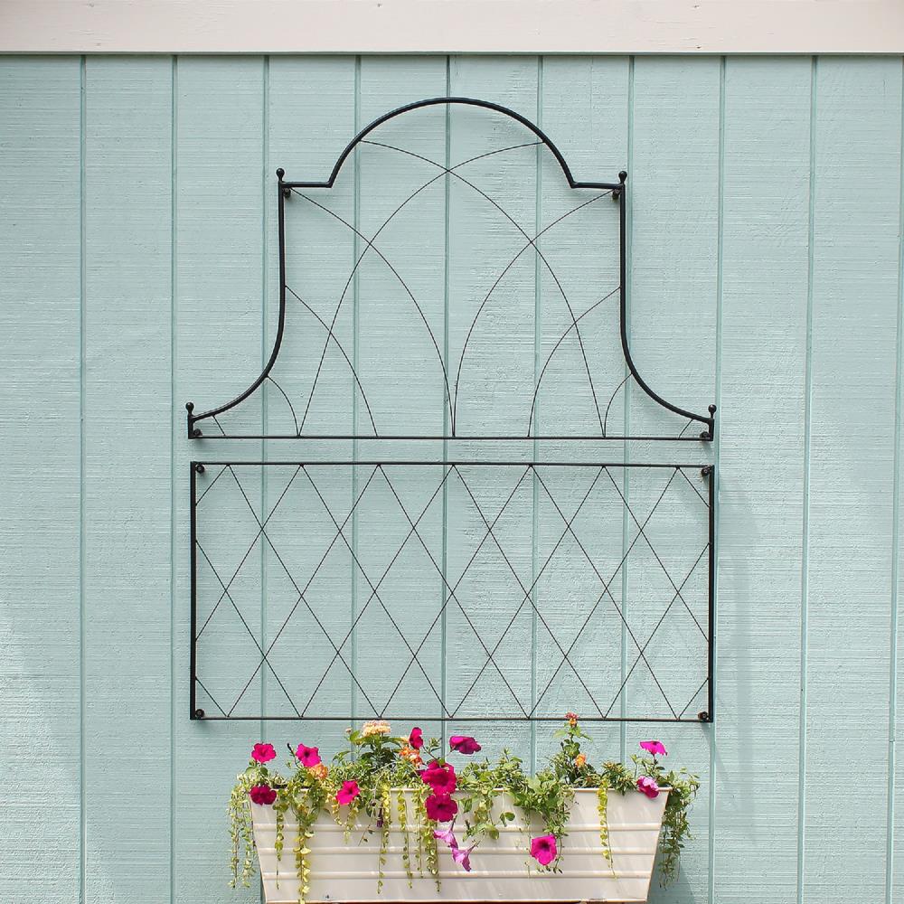 Somerset Black Wrought Iron Garden Trellis, 53" Height