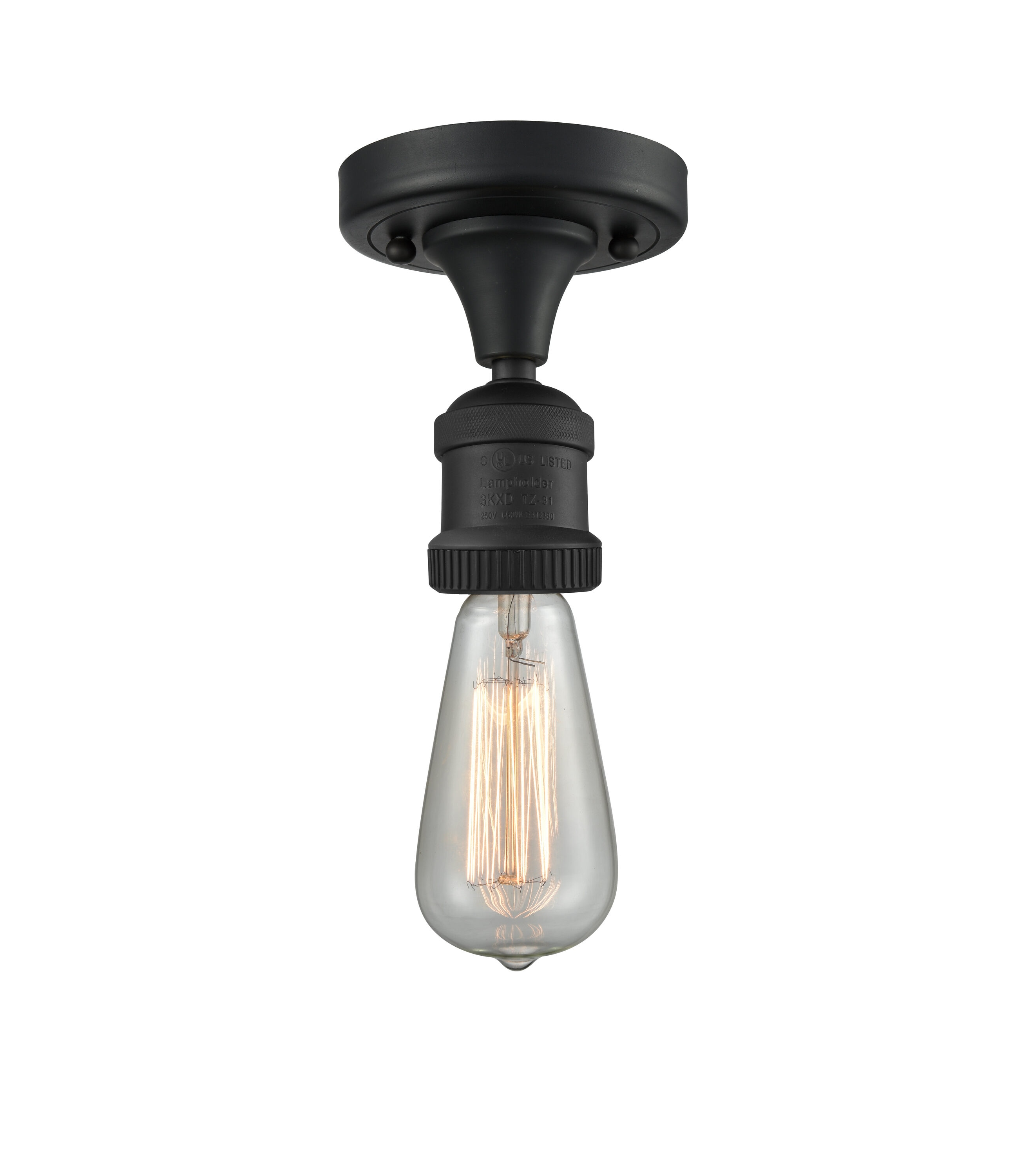 Innovations Lighting 517-1C-BK Bare Bulb 1 -Light 4.5-in Matte Black Flush Mount Light