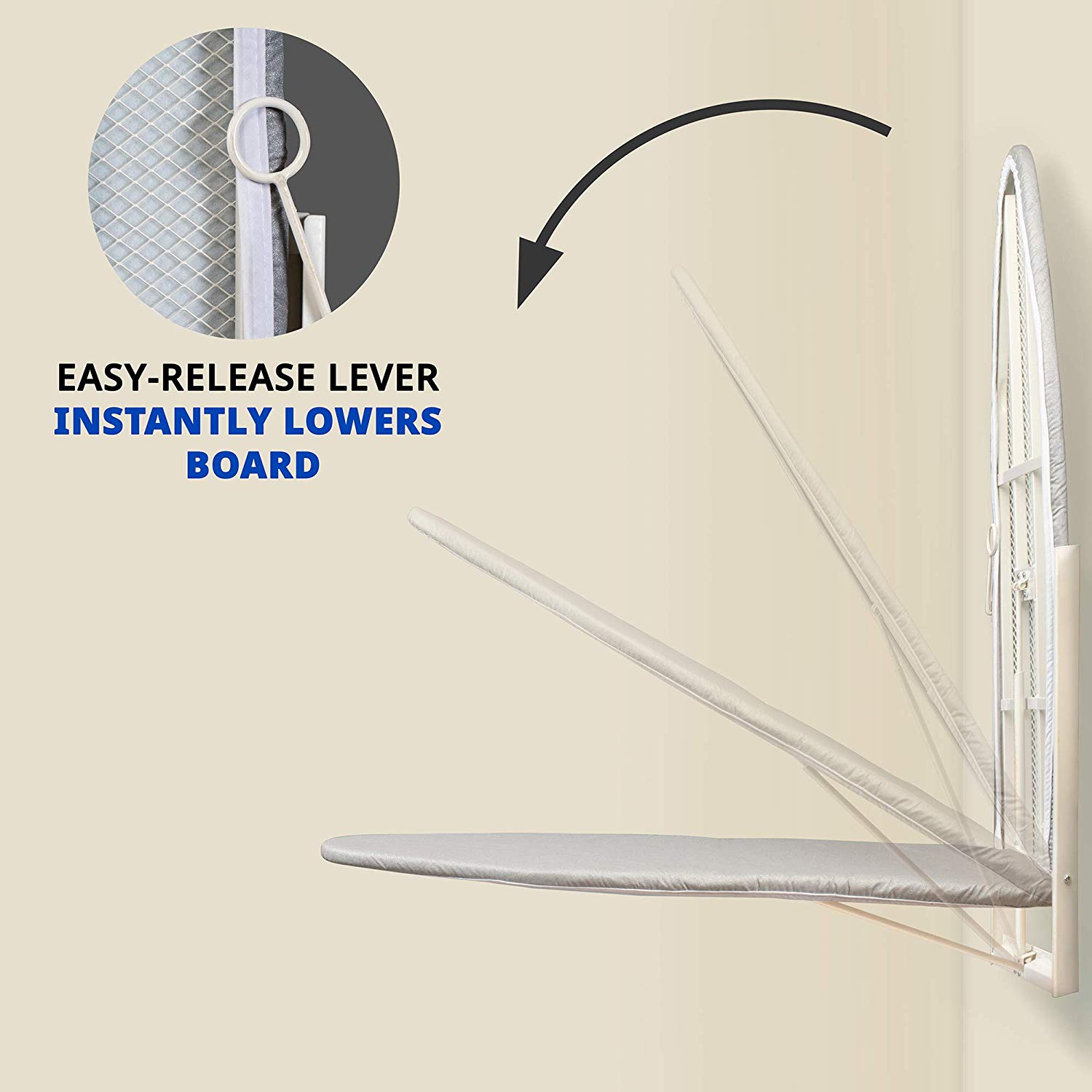 Ivation Foldable Wall-Mounted Ironing Board with Removable Cover