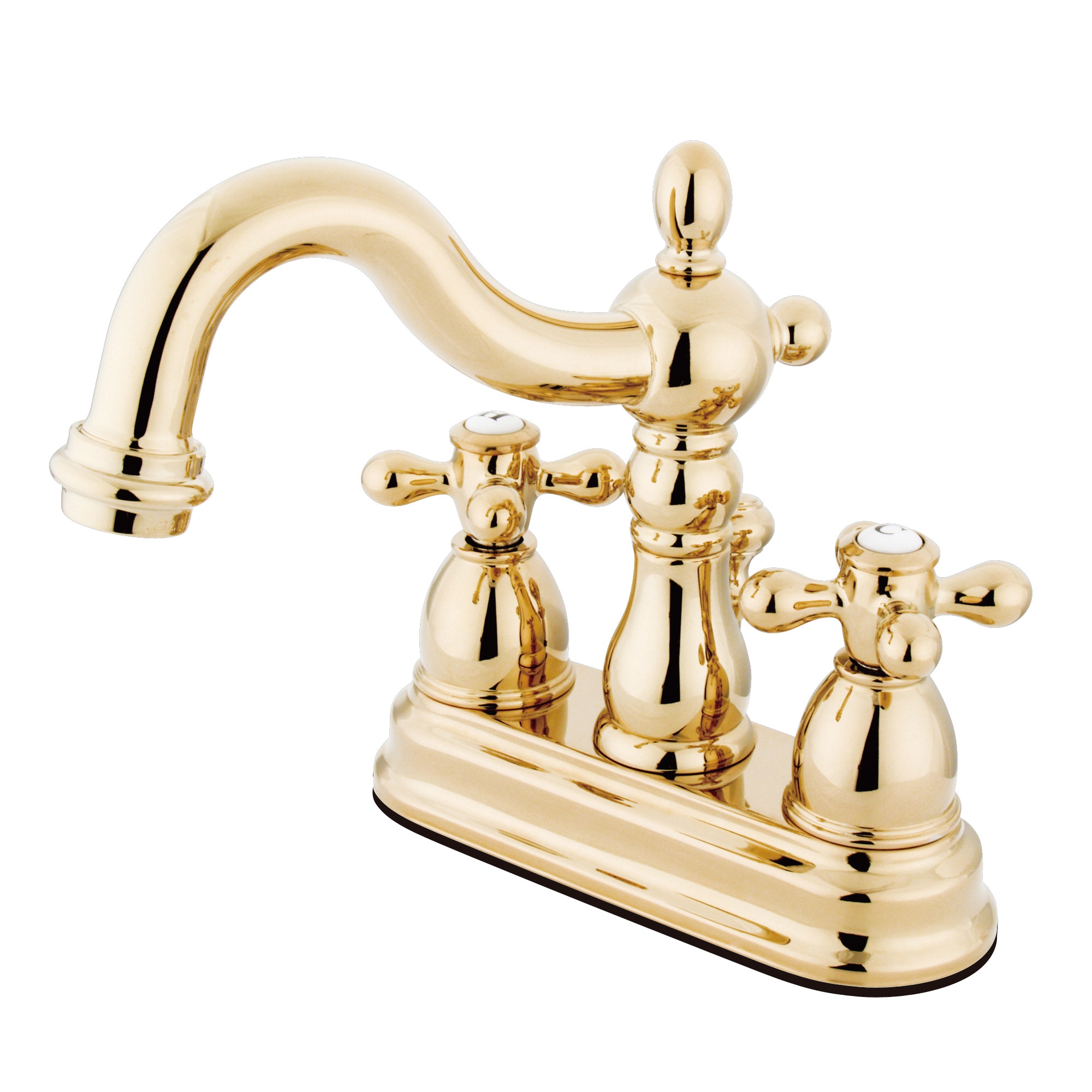 Elements of Design ES1602AX Polished brass 4-in centerset 2-handle Mid-arc Residential Handle Bathroom Sink Faucet with Drain