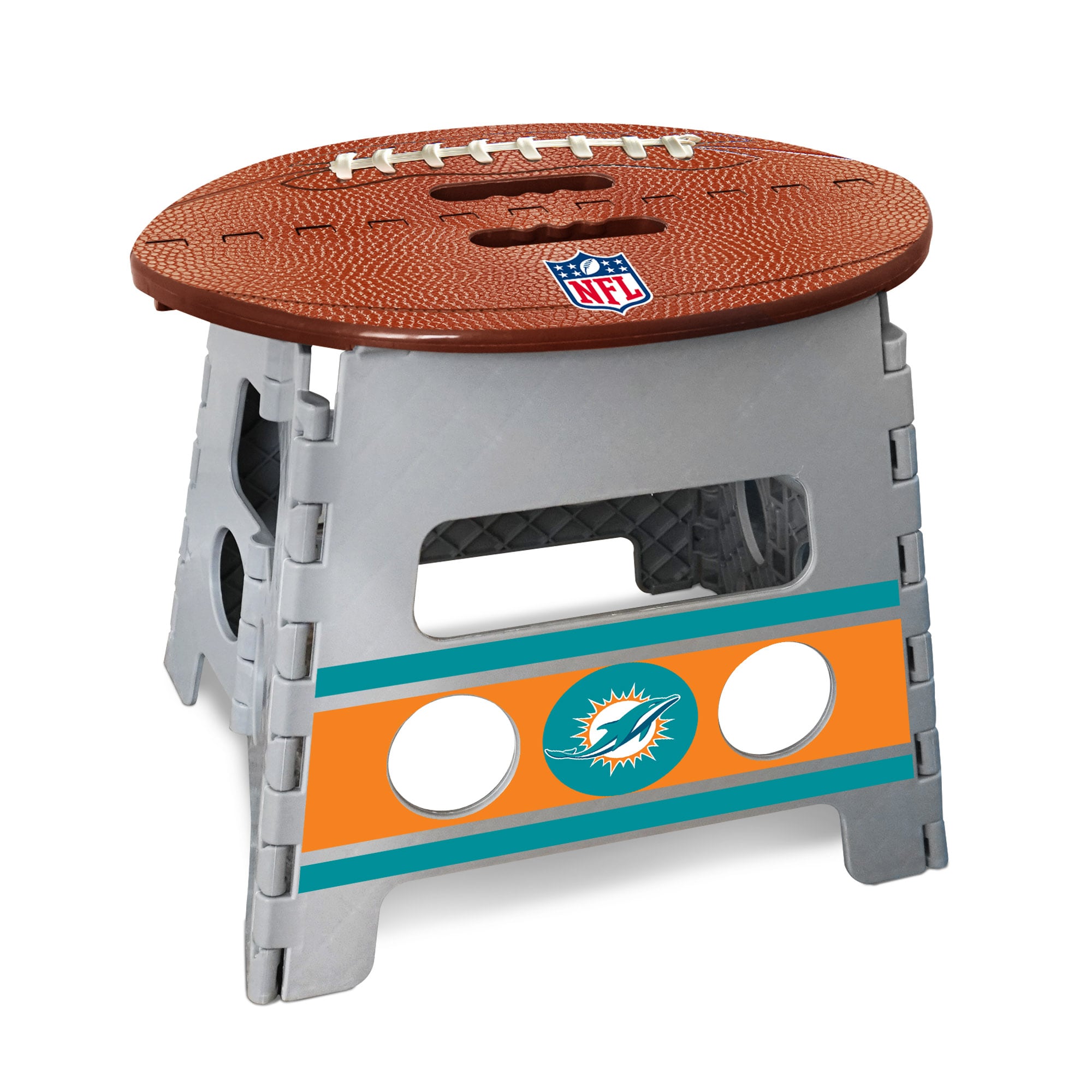 FANMATS 24440 Miami Dolphins 1-Step 250 lbs. Capacity Brown Plastic Foldable Step Stool