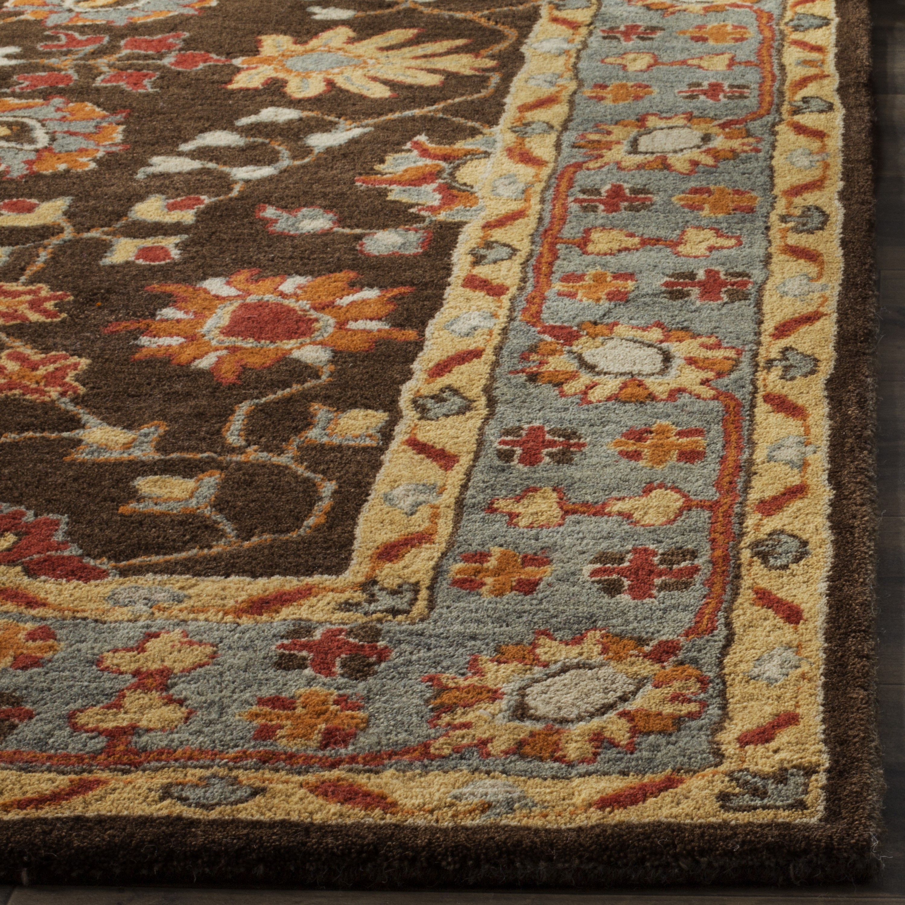 Heritage Charcoal and Blue Hand-Tufted Wool 8' x 10' Area Rug