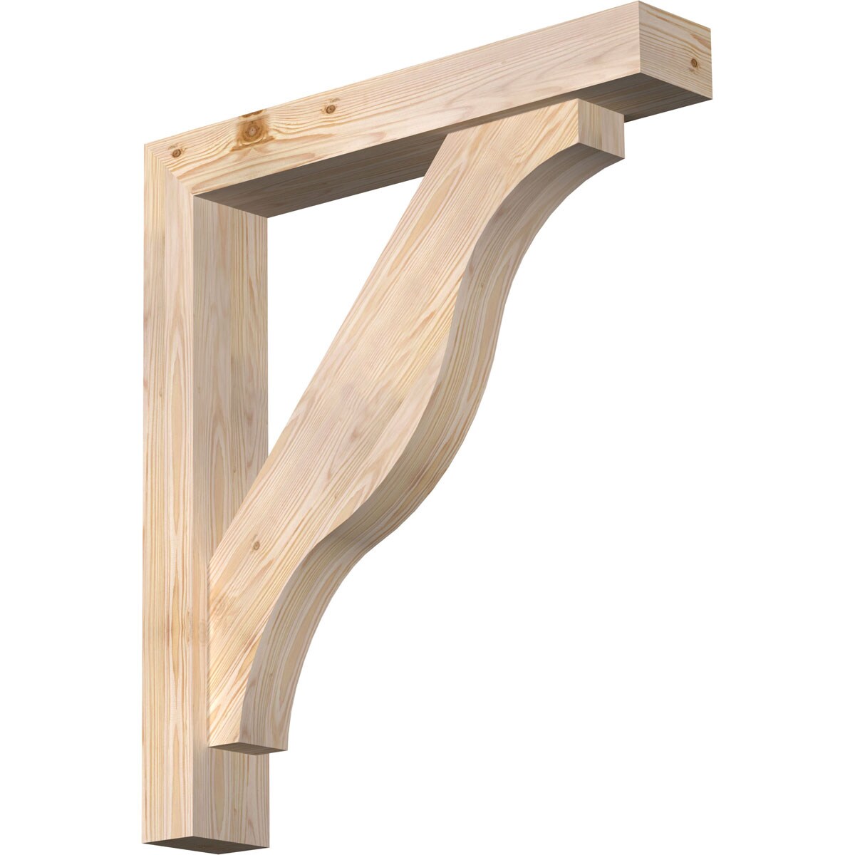 Ekena Millwork 1462559 Funston block smooth bracket with offset brace 5-1/2-in x 32-in x 36-in Douglas fir Brown Wood Standard bracket