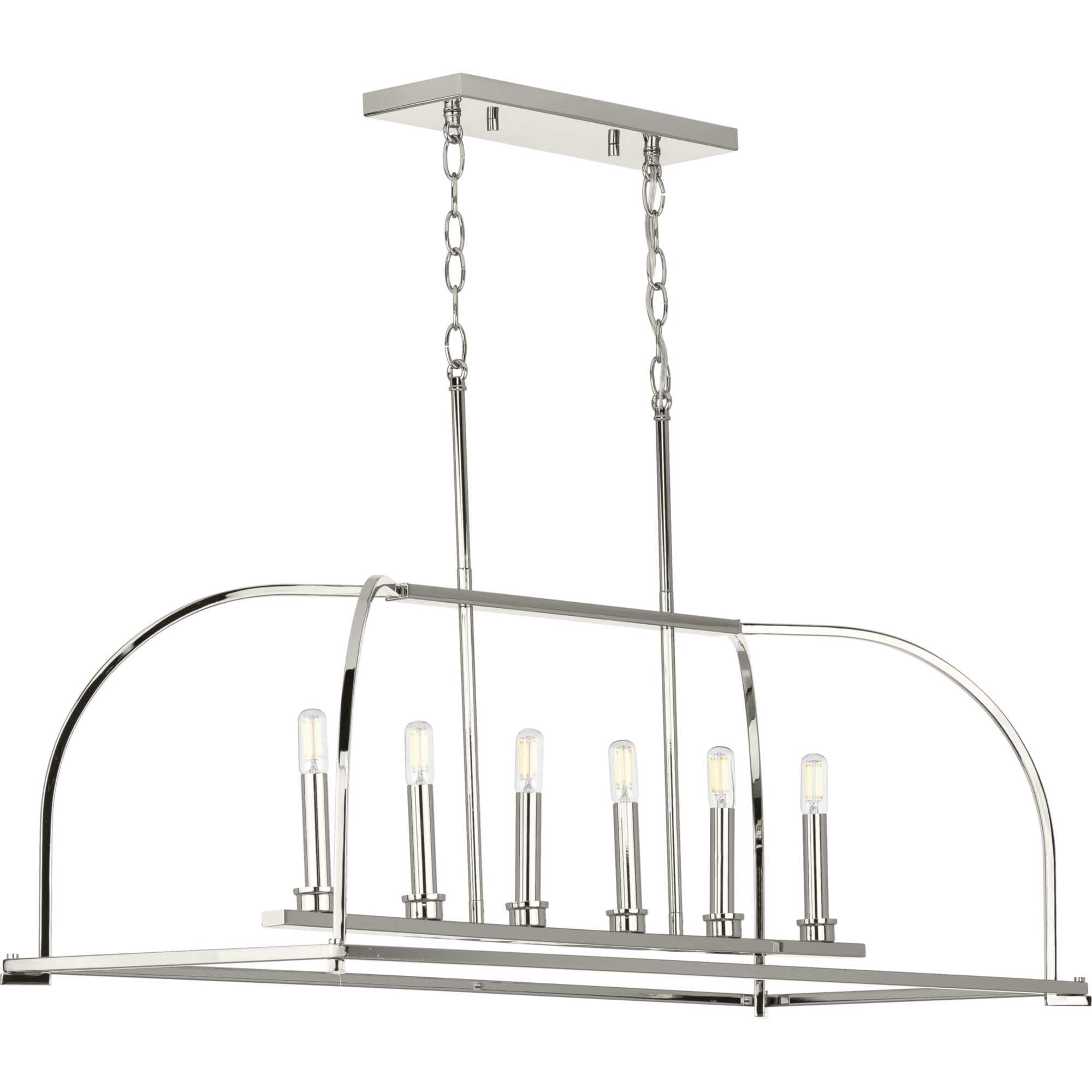 Progress Lighting P400175-104 Seneca 6 -Light Polished Nickel Farmhouse For Use in Bedrooms, Dining Rooms, Foyers, Kitchens, Living Rooms Chandelier