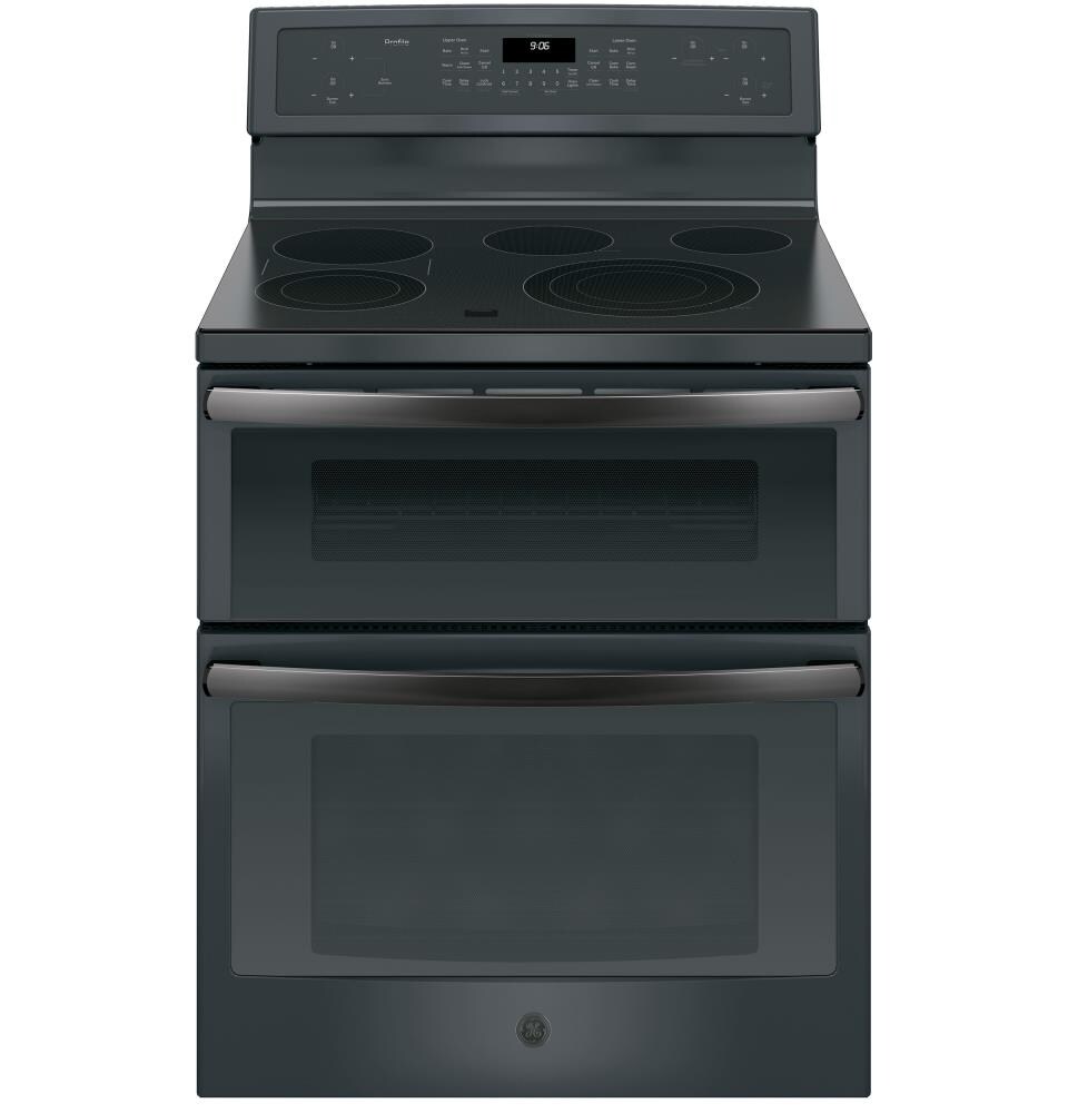 GE PB960FJDS Profile 30-in Glass Top 5 Elements 4.4-cu ft / 2.2-cu ft Self-cleaning Convection Oven Freestanding Double Oven Electric Range (Black Slate)