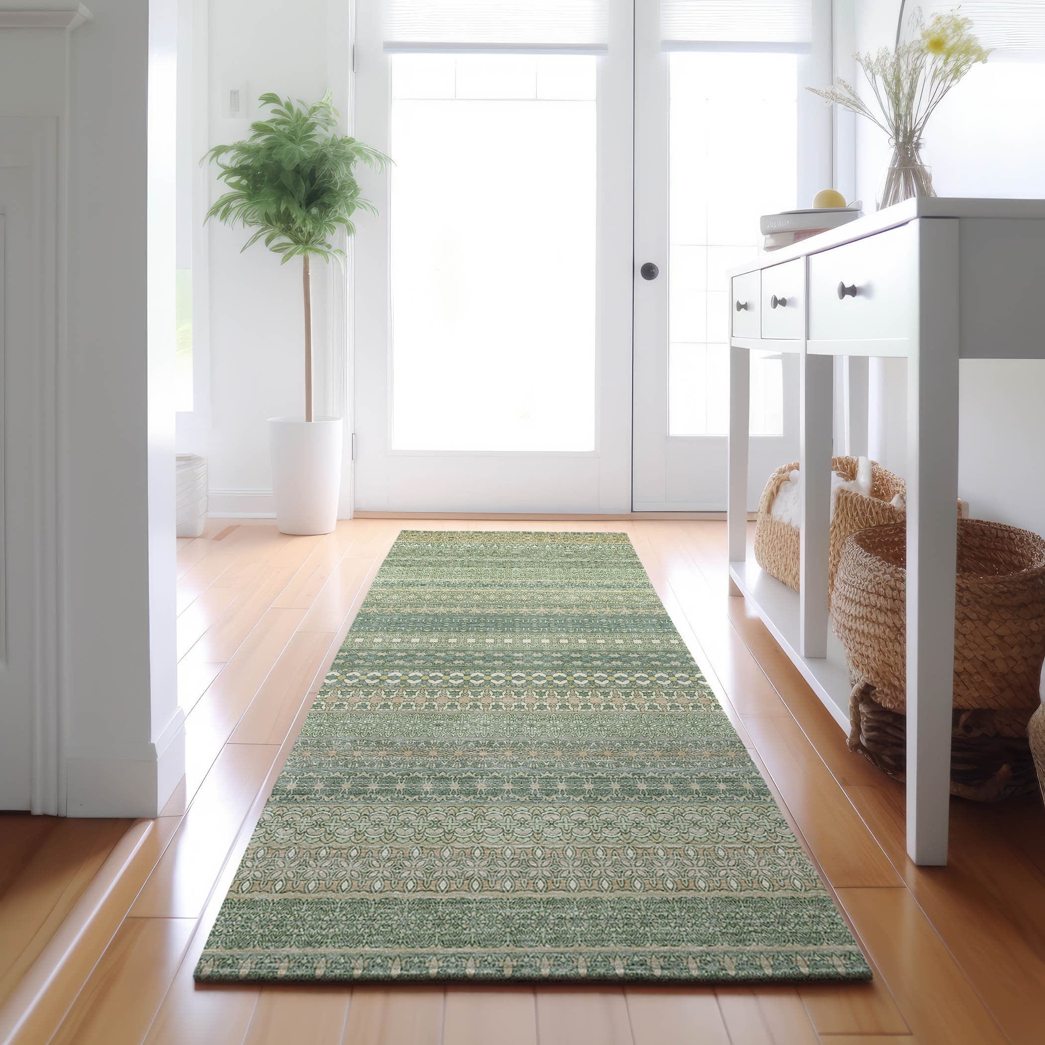 Addison Rugs AMF559EM2X8 Mayfield AMF559EM 2 x 7 (ft) Loomed Polyester Emerald Rectangular Indoor Geometric Machine washable Area rug