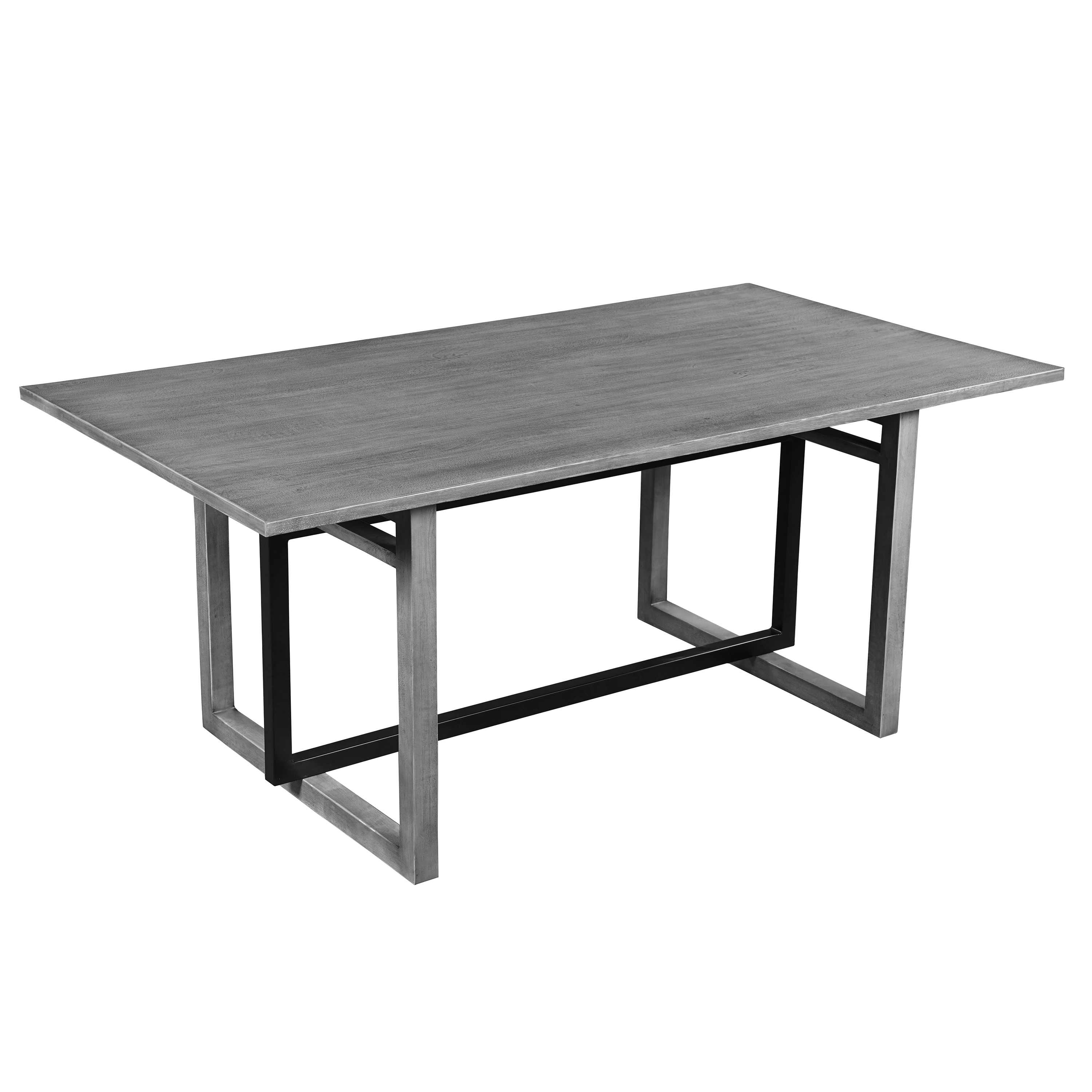 Benzara UPT-317653 Gray, Black Contemporary/Modern Dining Table, Wood with Iron Trestle Base 72-in L x 30.3-in H