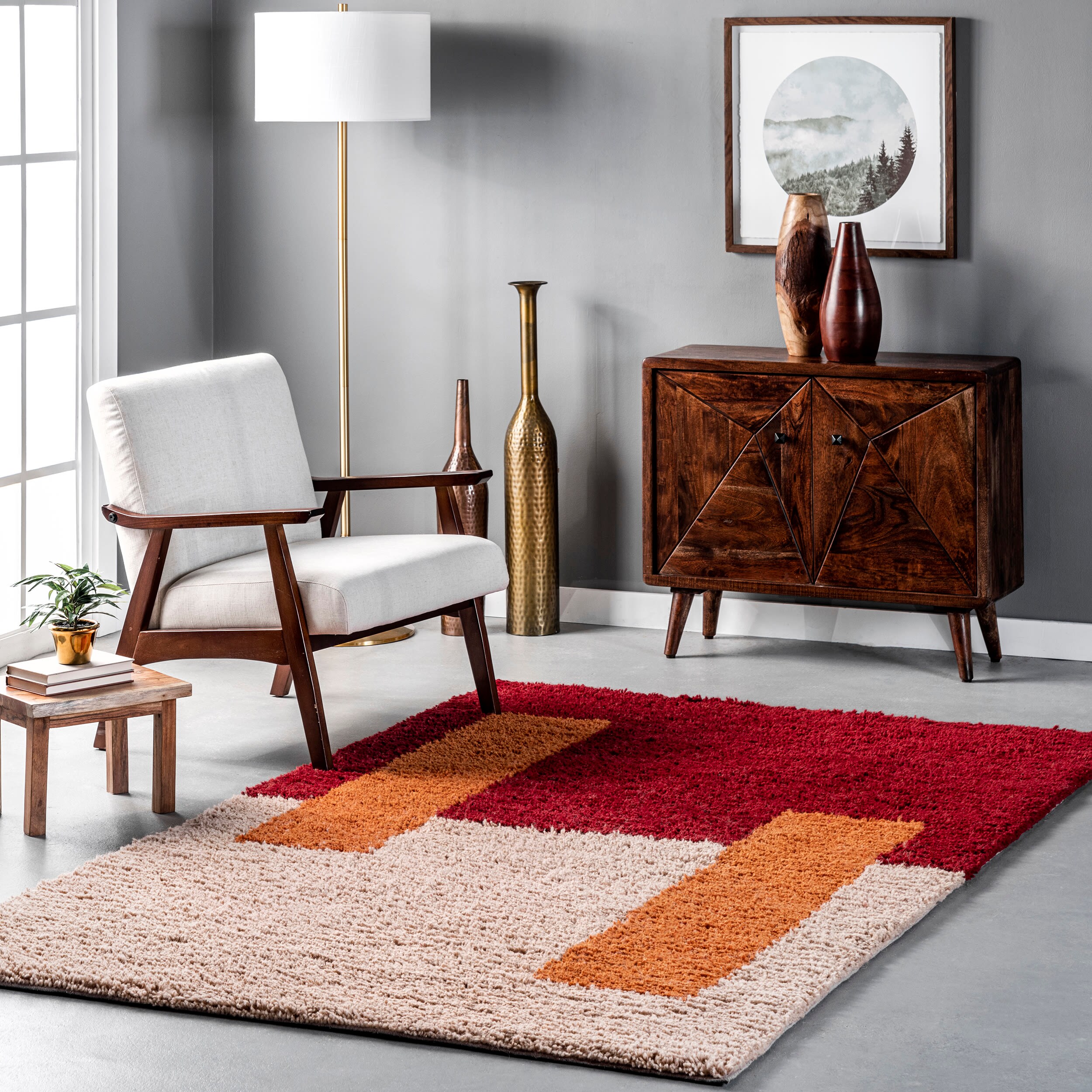 nuLOOM JRAR02A-8010 Sunni 8 x 10 (ft) Tufted Wool Rust Rectangular Indoor Geometric Vacuum regularly Area rug