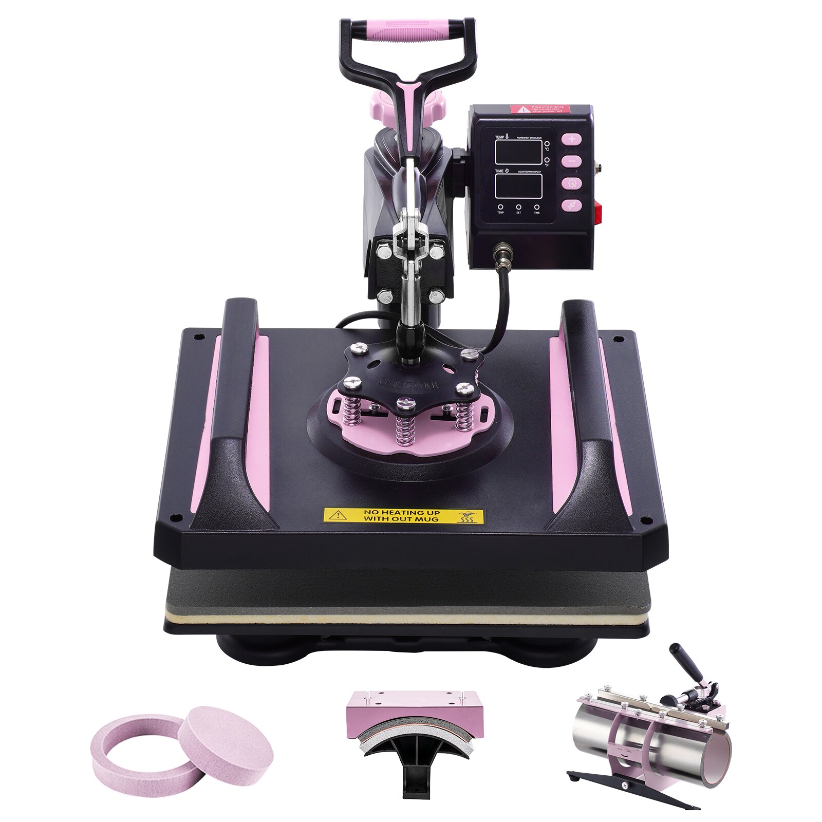 VEVOR SCYTS30OZ12107966V1 Heat Press Machine  12 x 15 inch  5 in 1 Heat Transfer Machine with 30 oz Tumbler Press  360° Swing Away Digital T-Shirt Pressing  Teflon Coating  for T-Shirts/Mugs/Hats/Plates  Black+Pink