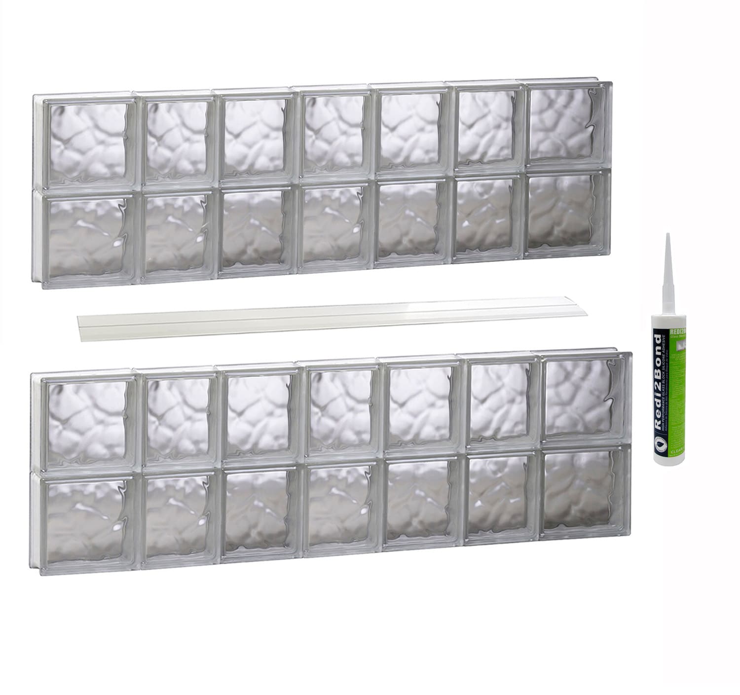 REDI2SET S4632DC Wavy Glass 44-1/4-in x 31-in Frameless Replacement Glass Block Window