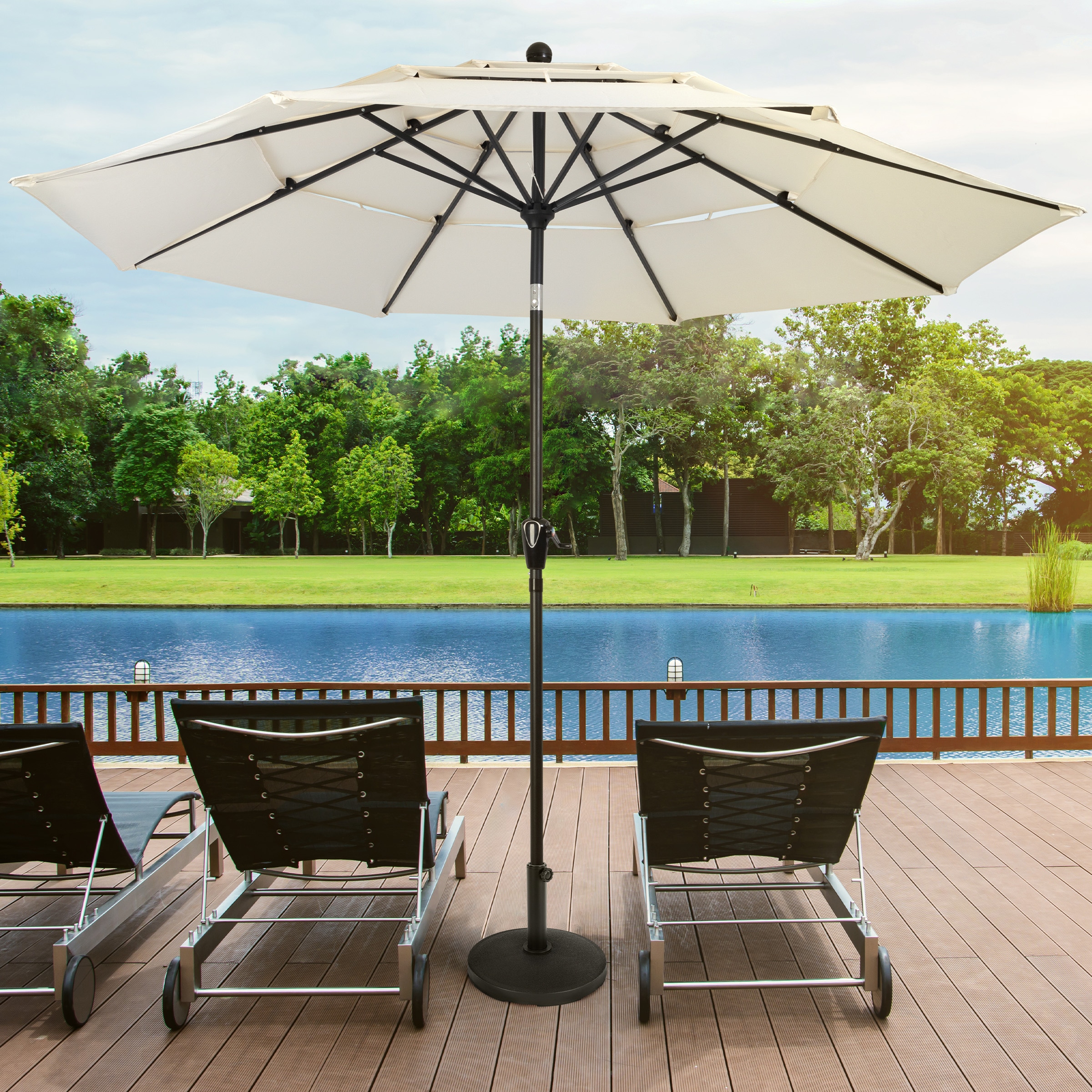 Black Half-Circle Metal Outdoor Patio Umbrella Base