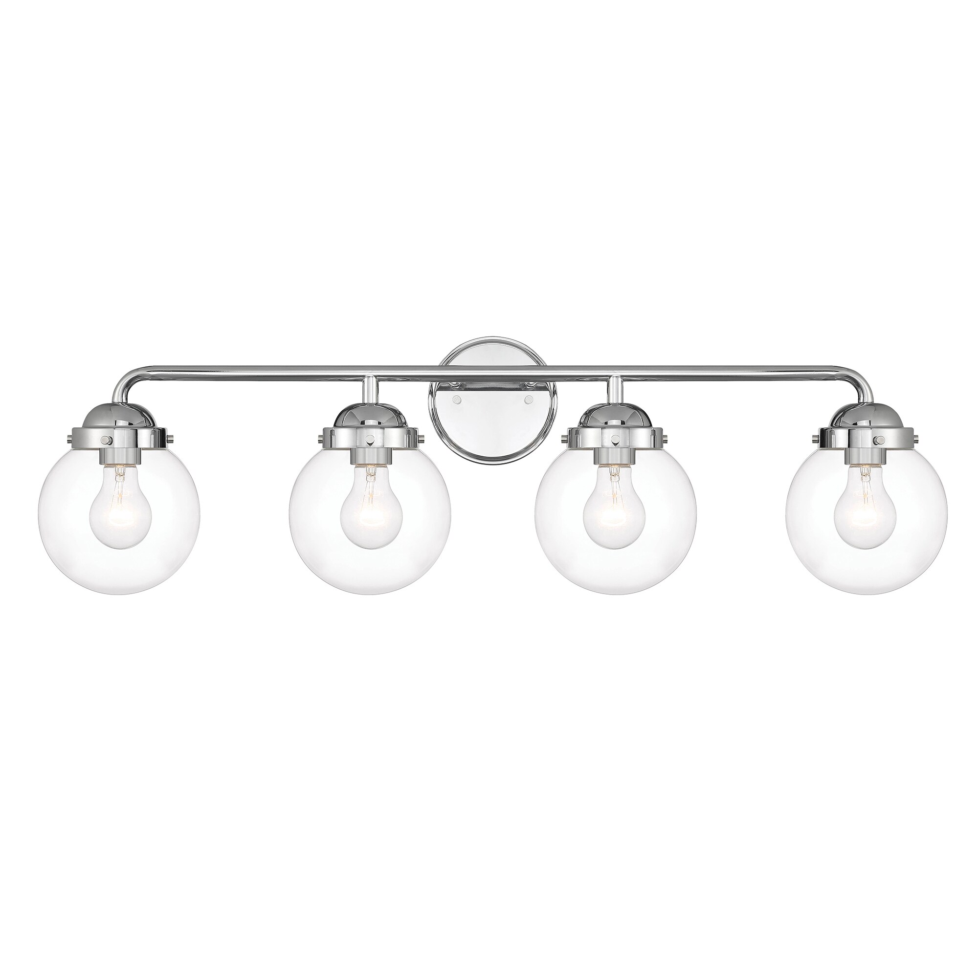 Knoll Retro Classic 4-Light Chrome Vanity Bath Light with Clear Glass Orbs