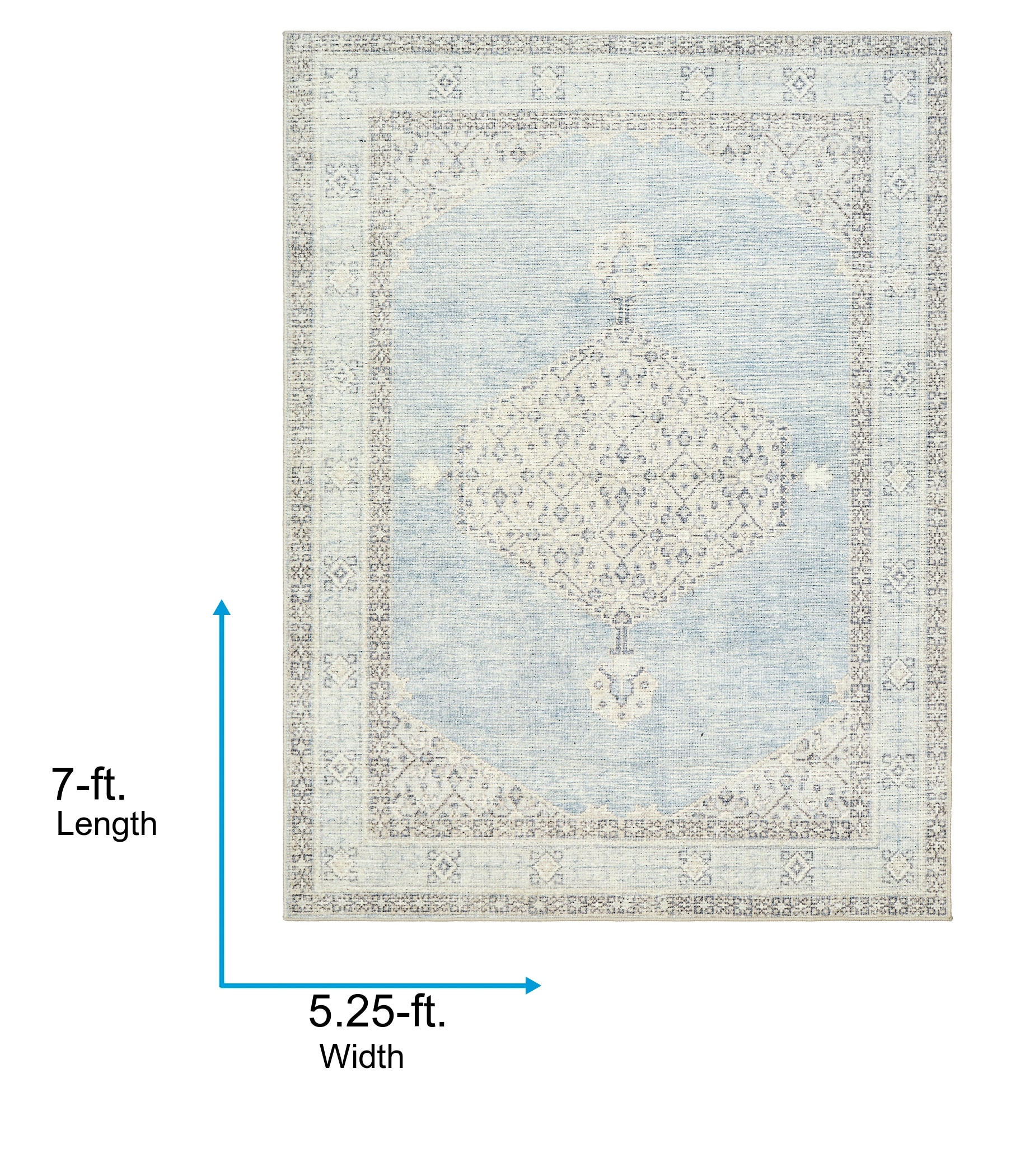 Handmade Blue Medallion Synthetic Rectangular Area Rug