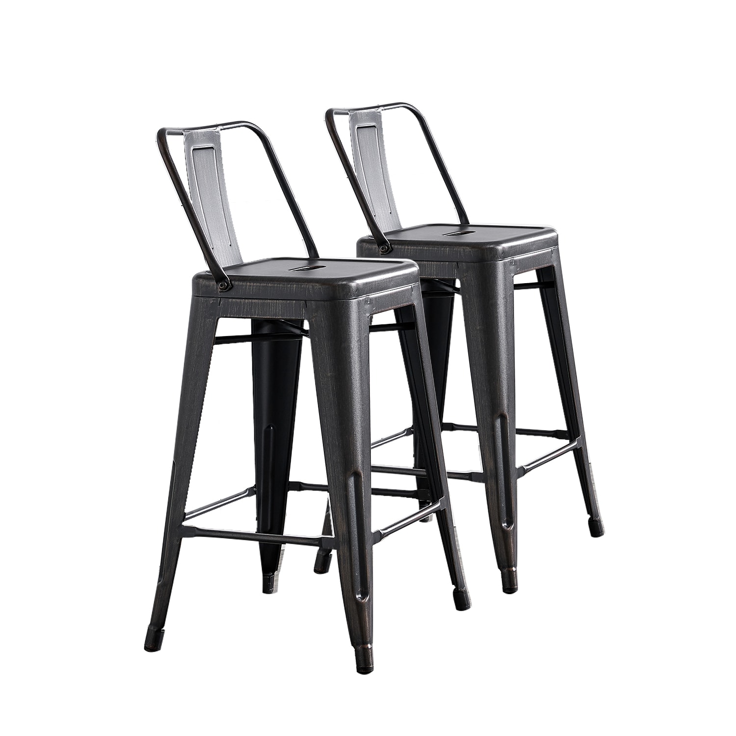 Ac Pacific Set Of 2 Distressed Black, What Height Stool For 37 Inch Counter
