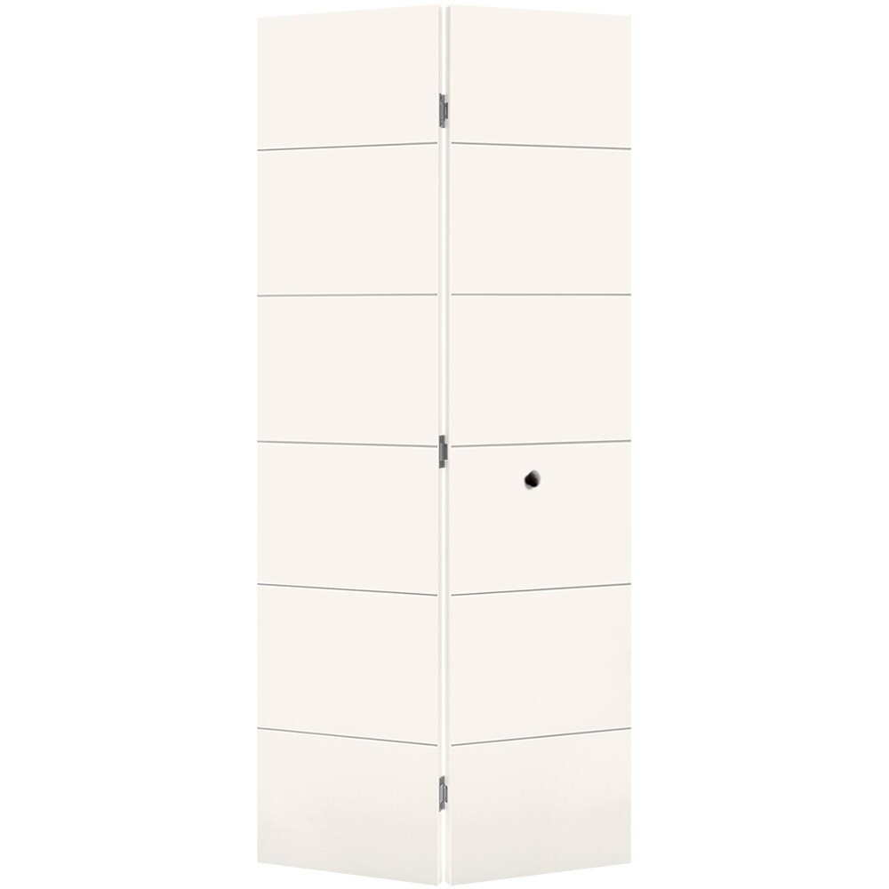 Masonite 1444801 Melrose 36-in x 80-in White Flush Smooth Hollow core Prefinished Molded composite Closet Bifold Door ( Hardware Included )