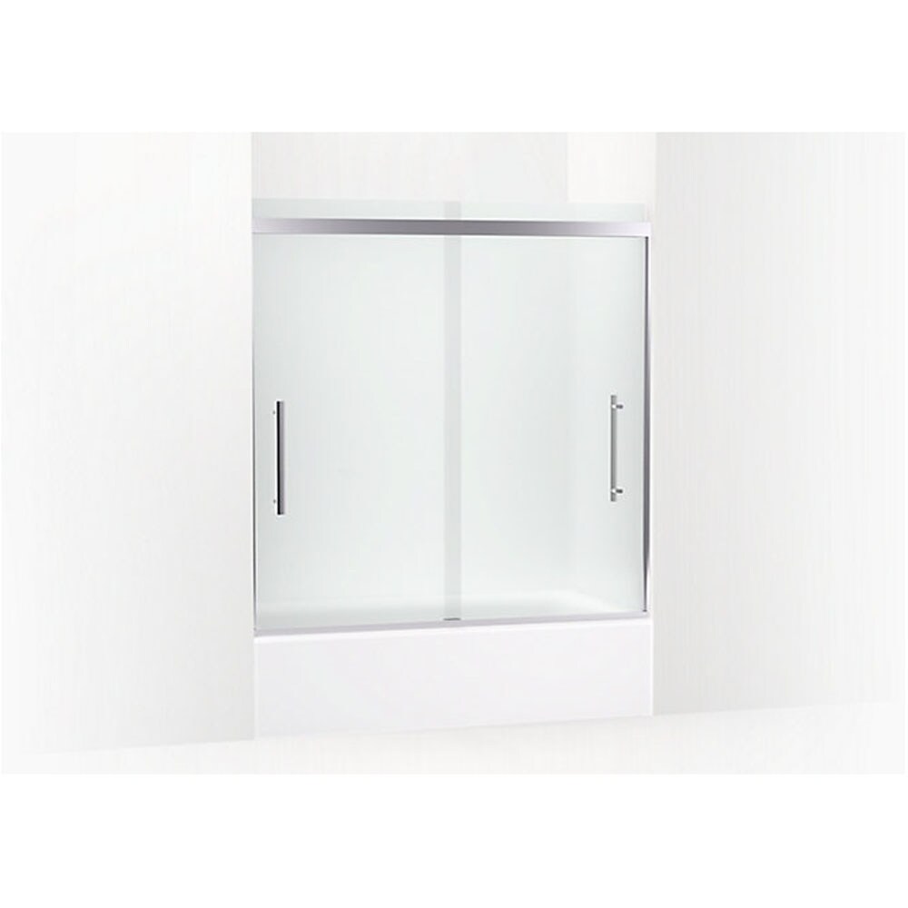 KOHLER K-706535-8D3-SHP Prim Bright Polished Silver 55-in to 60-in x 63.5625-in Frameless Sliding Soft Close Bathtub Door