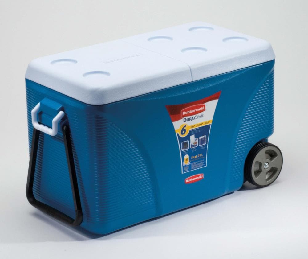 Rubbermaid 75 Qt. Blue Wheeled Cooler FG2C0902MODBL - The Home Depot