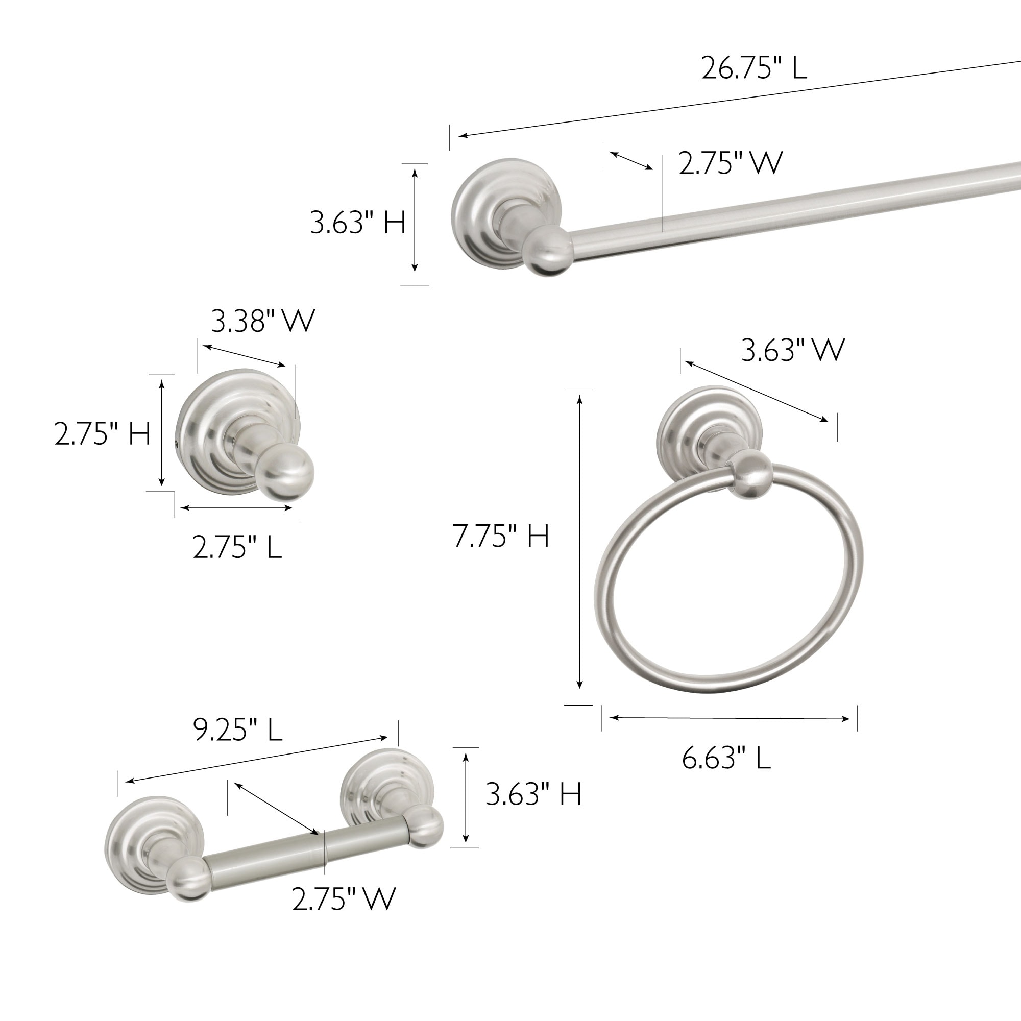 Design House 4-Piece Calisto Satin Nickel Decorative Bathroom Hardware ...