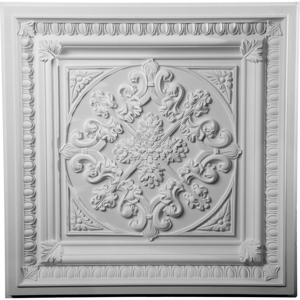 Ekena Millwork CT24X24ED 2-ft x 2-ft Edwards Primed Urethane Drop Ceiling Tile (1-Pack, 4-sq ft / Case)