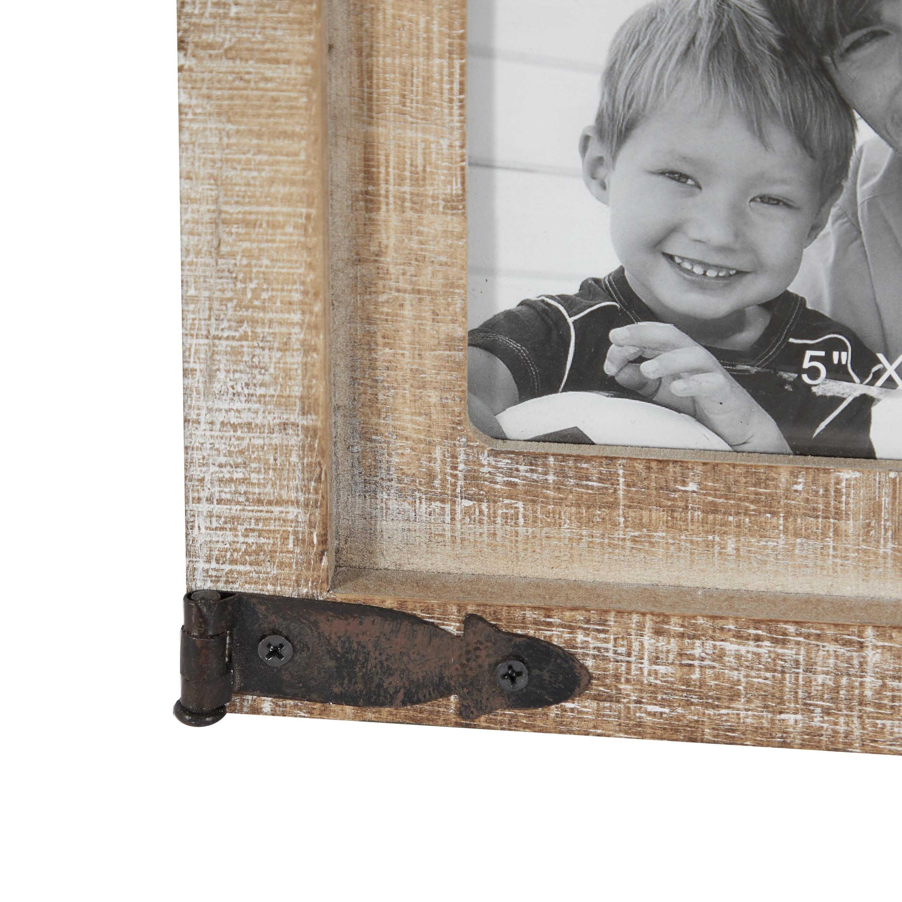 Classic Black 4-Slot Wood Wall Photo Frame with Metal Accent