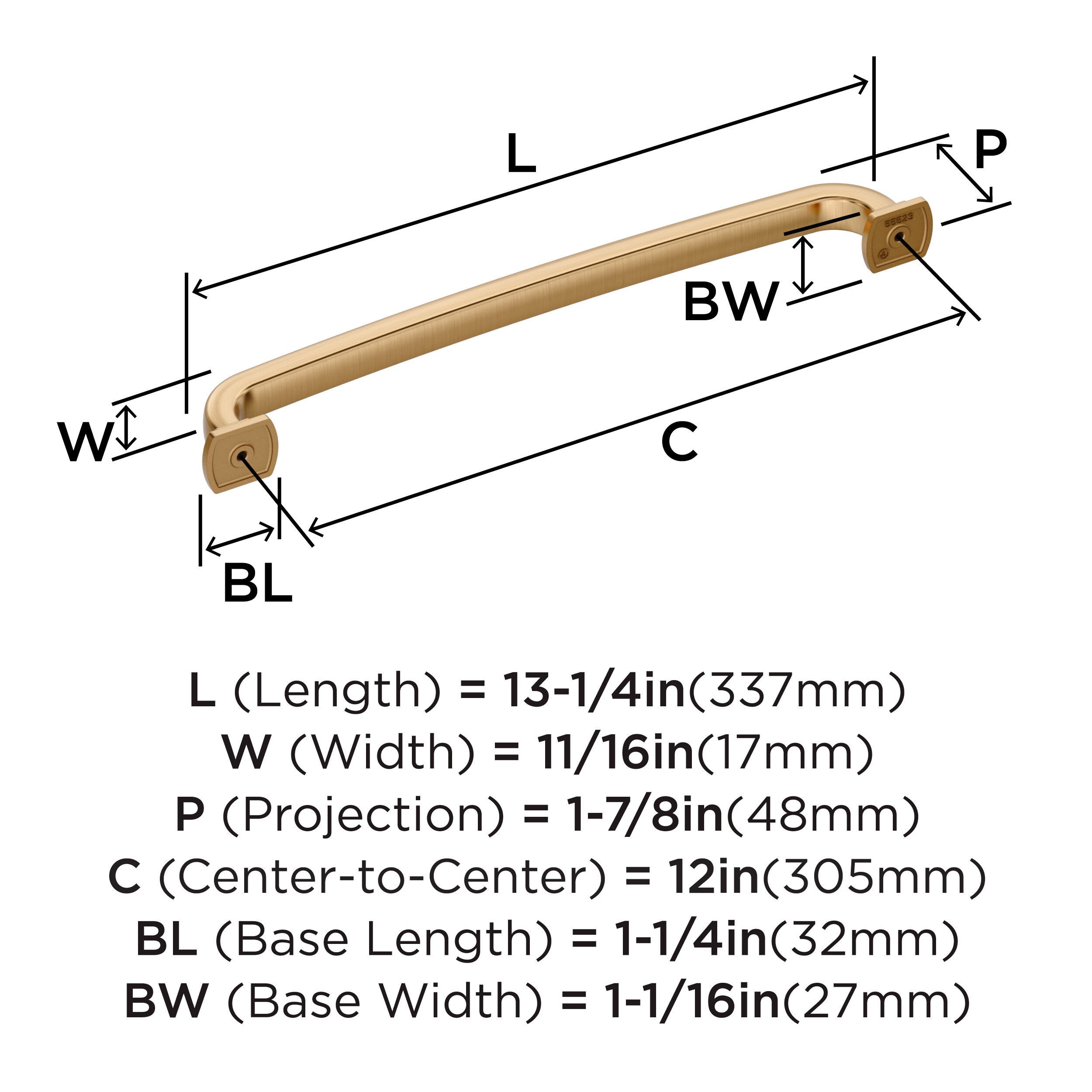 Champagne Bronze 12 inch Modern Appliance Pull